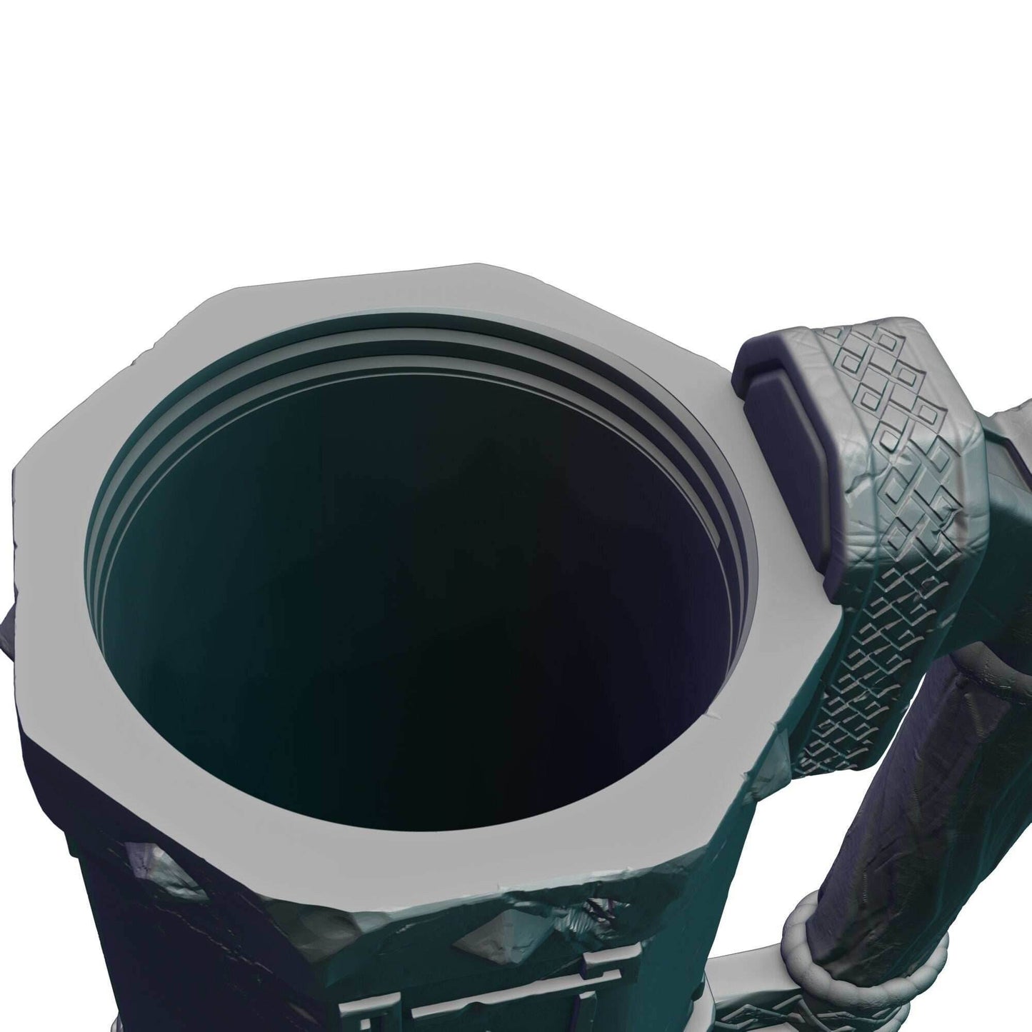 Dwarven 3D Printed Mythic Mug Drink Koozie | Dwarf Dice Vault | Mug Stein | Tabletop RPG Gaming Cosplay - Dungeons and Dragon DnD Wargaming - Black / Non Threaded-No Lid