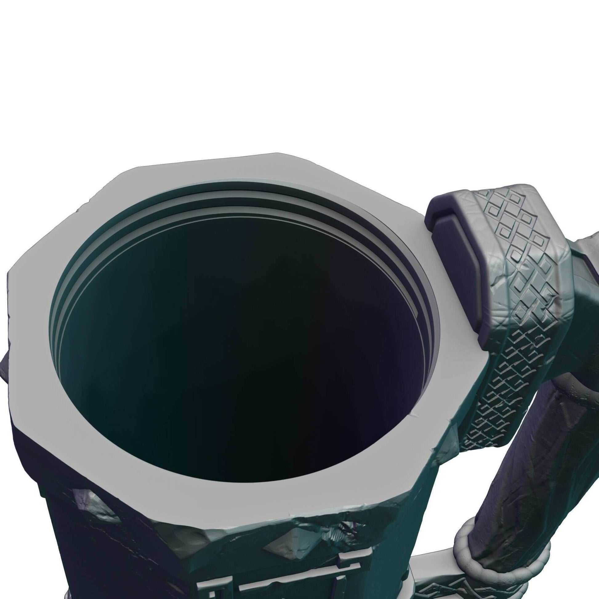 Dwarven 3D Printed Mythic Mug Drink Koozie | Dwarf Dice Vault | Mug Stein | Tabletop RPG Gaming Cosplay - Dungeons and Dragon DnD Wargaming - Black / Non Threaded-No Lid