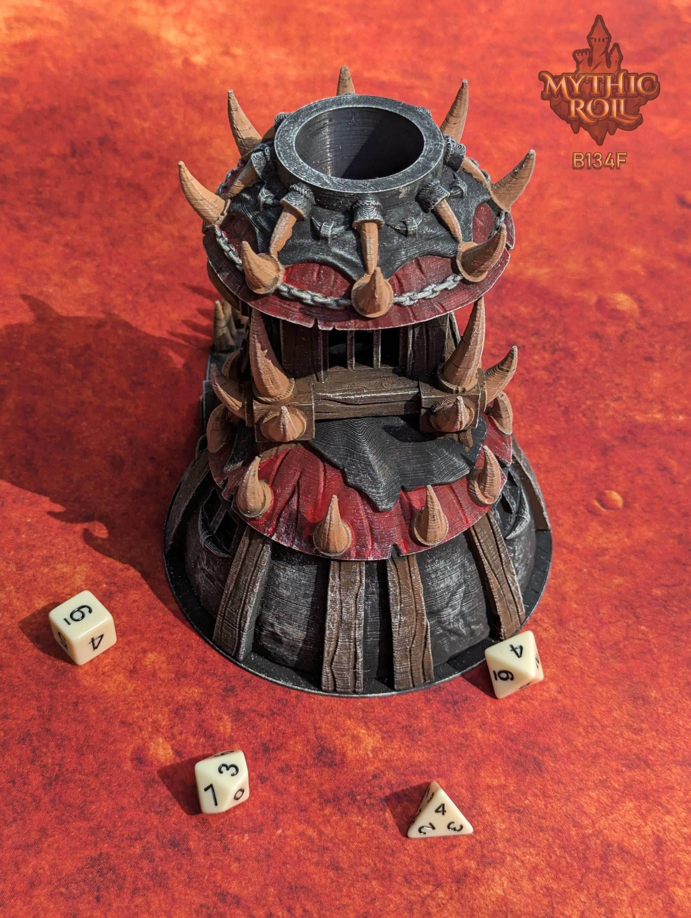 Barbarian Class 3D Printed Dice Tower- Mythic Roll - Unchained Games | Tabletop RPG Gaming Cosplay - Dungeons and Dragon DnD D&D Wargaming - Black / Yes- Include Random Dice Set