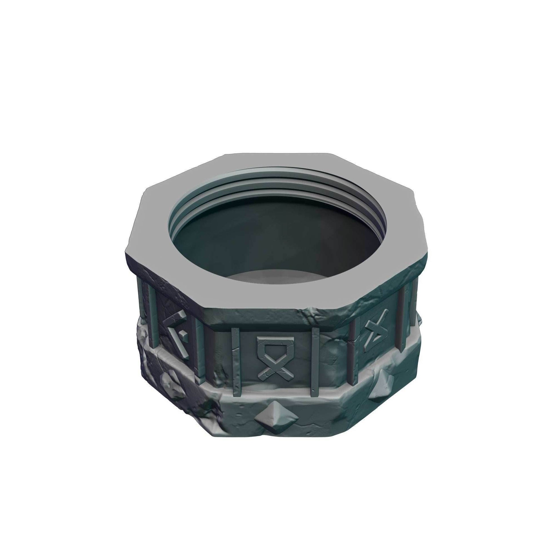 Dwarven 3D Printed Dice Vault | Dice Jail | DnD Can Holder | Table Coaster | Mythic Mugs Collection by Ars Moriendi 3D- Forge Your Destiny! - Black / Yes- Include Random Dice Set