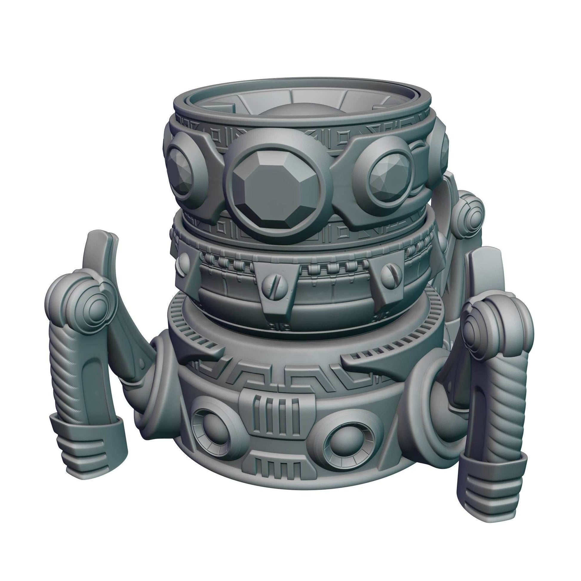 Artificer Class 3D Printed RPG Dice Jail | Dice Vault | D20 Dice Box | Steampunk Cosplay | Mythic Mugs- Rolling with Ingenious Style! - Black / Yes- Include Random Dice Set