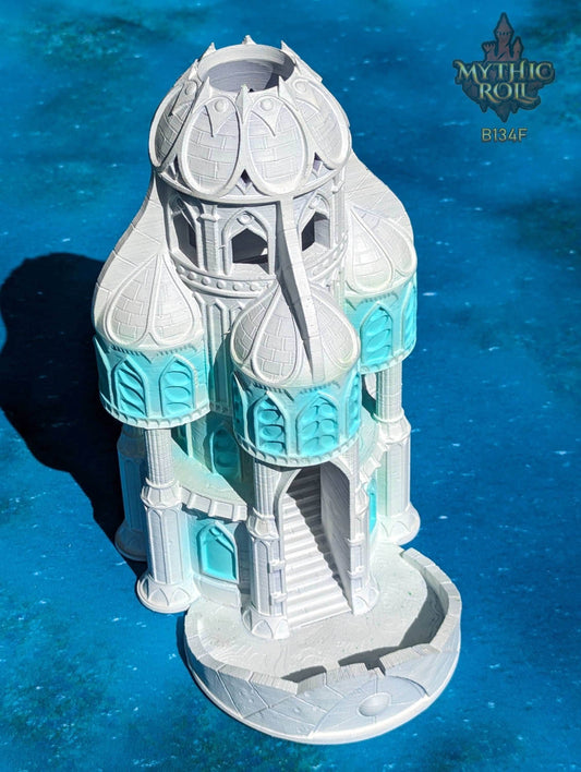 Siren Great Hall 3D Printed Dice Tower - Mythic Roll - Unchained Games - Echo Rolls Through the Melodies of Enchantment and Oceanic Majesty. - Black