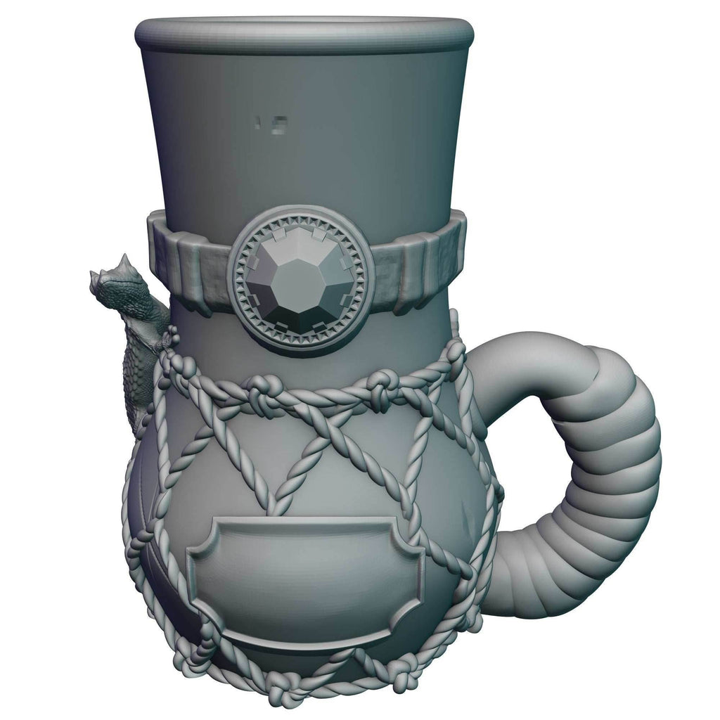 Wizard 3D Printed Mythic Mug Dice Vault & DnD Can Holder- Mythic Mugs- Ars Moriendi 3D - Unlock Arcane Wonders! - Black / Non Threaded-No Lid