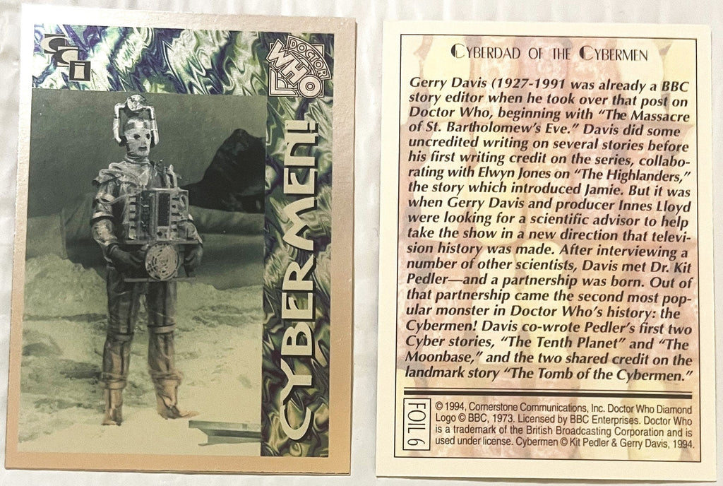 Vintage 1994 Doctor Who Cybermen Foil Trading Card 🤖 Card 6 of 6