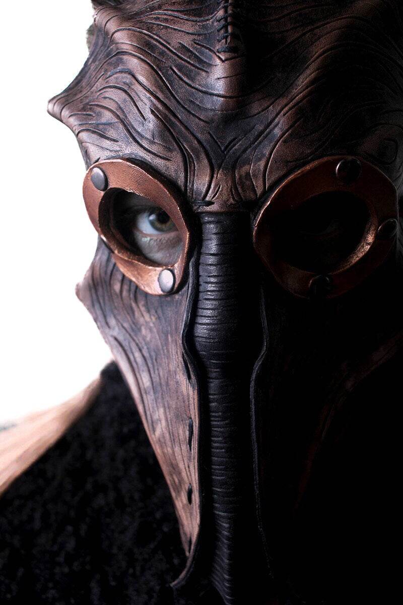 Steampunk Inspired Handmade Genuine Leather Mask in Brown - 