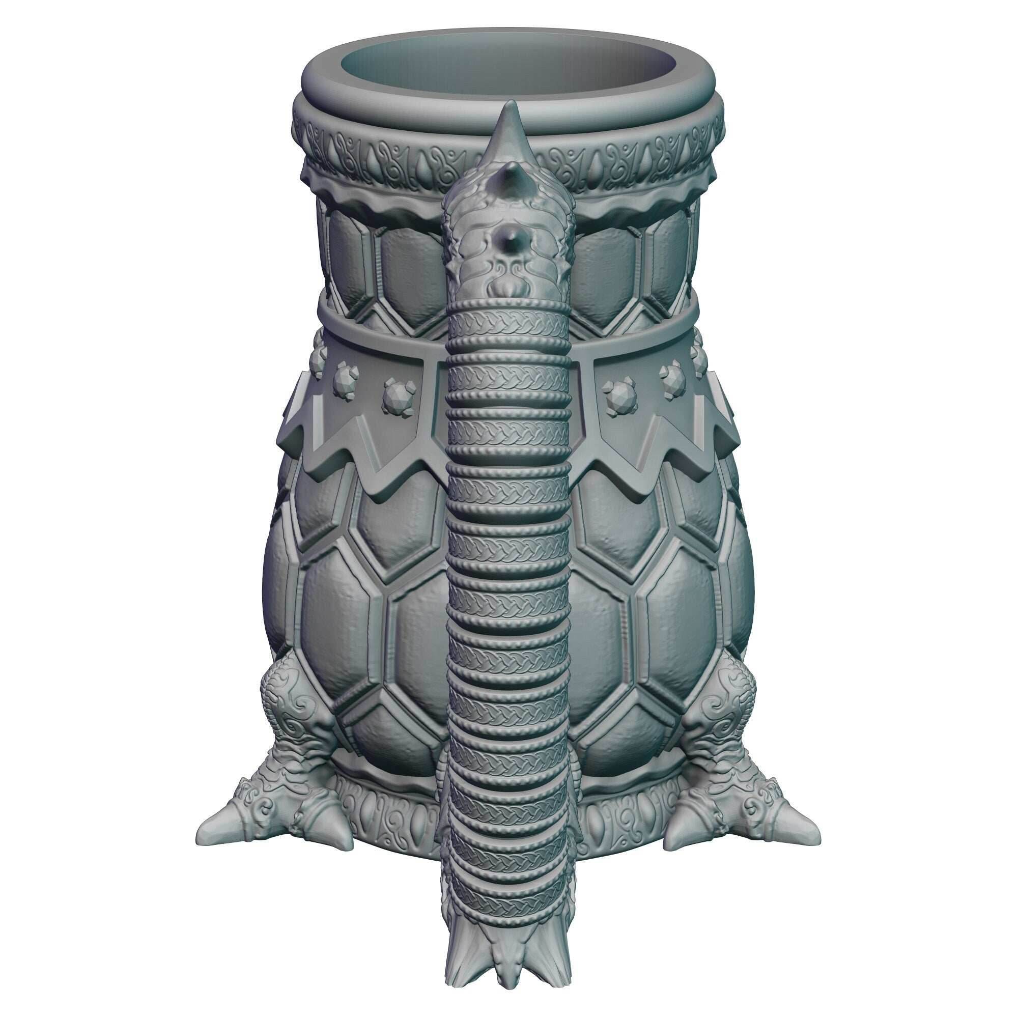 Dragon-Blooded 3D Printed Mythic Mug Stein | Tabletop RPG Gaming Cosplay - Dungeons and Dragon DnD D&D Wargaming | Koozie Can Holder - Black / Non Threaded-No Lid