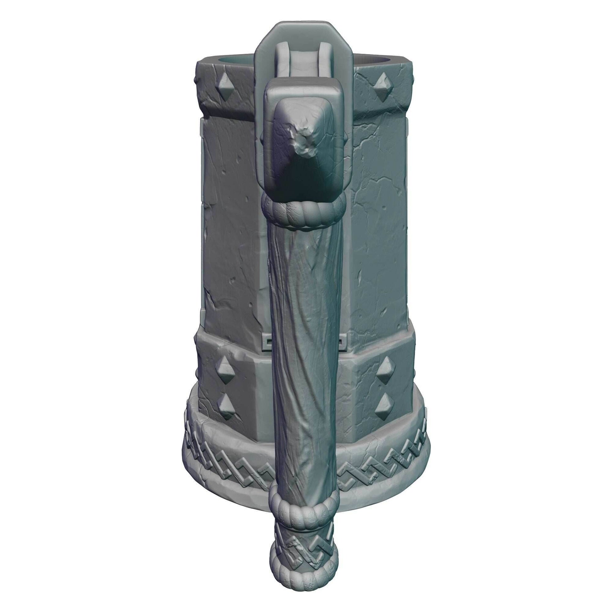 Dwarven 3D Printed Mythic Mug Drink Koozie | Dwarf Dice Vault | Mug Stein | Tabletop RPG Gaming Cosplay - Dungeons and Dragon DnD Wargaming - Black / Non Threaded-No Lid