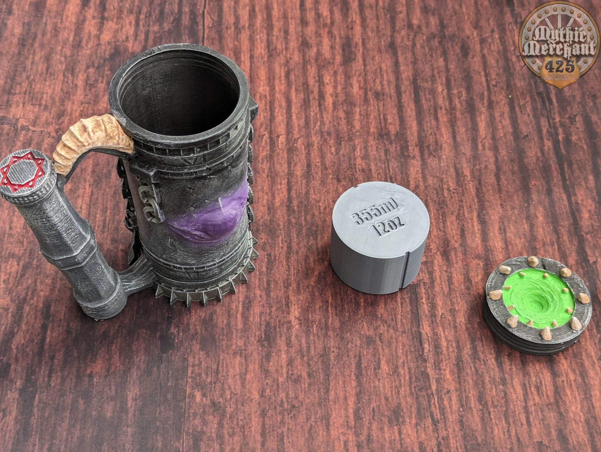 Warlock 3D Printed Can Holder- Mythic Mugs Collection by Ars Moriendi 3D- Unlock Mystic Secrets! - Black / Non Threaded-No Lid