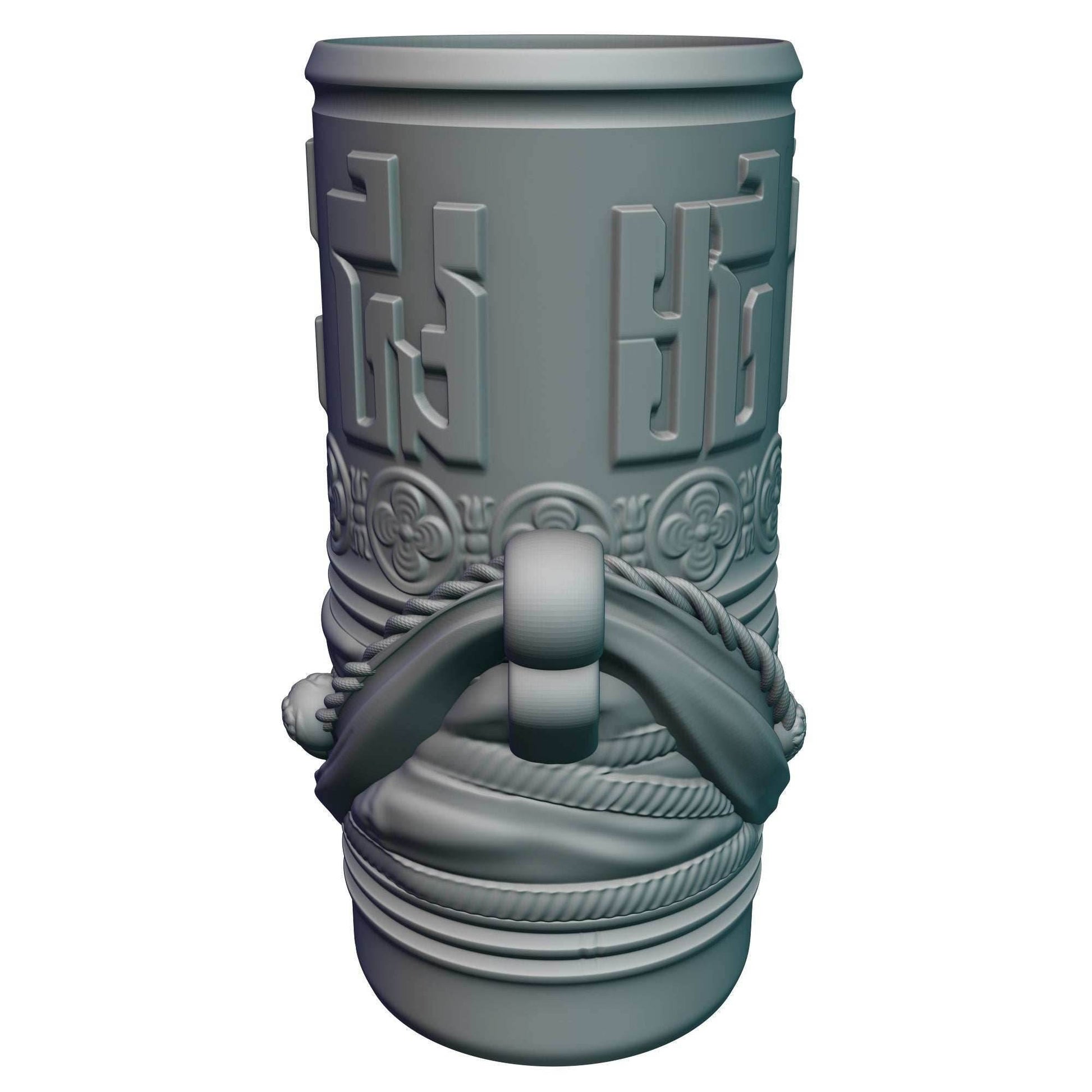 Monk 3D Printed Can Holder- Mythic Mugs Collection by Ars Moriendi 3D- Embrace the Tranquility! - Black / Non Threaded-No Lid