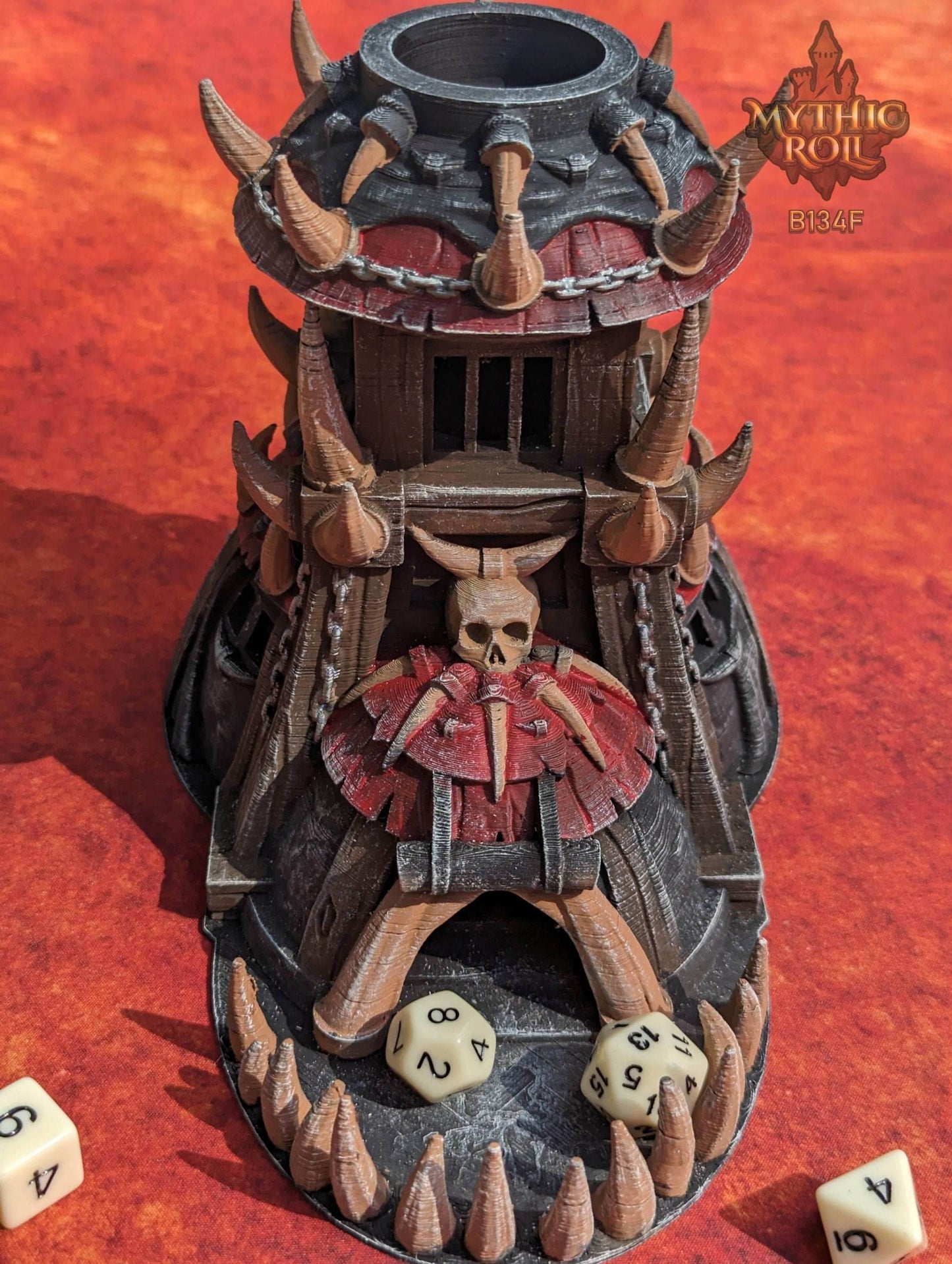 Barbarian Class 3D Printed Dice Tower- Mythic Roll - Unchained Games | Tabletop RPG Gaming Cosplay - Dungeons and Dragon DnD D&D Wargaming - Black / Yes- Include Random Dice Set