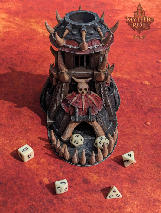 Barbarian Class 3D Printed Dice Tower- Mythic Roll - Unchained Games | Tabletop RPG Gaming Cosplay - Dungeons and Dragon DnD D&D Wargaming - Black / Yes- Include Random Dice Set