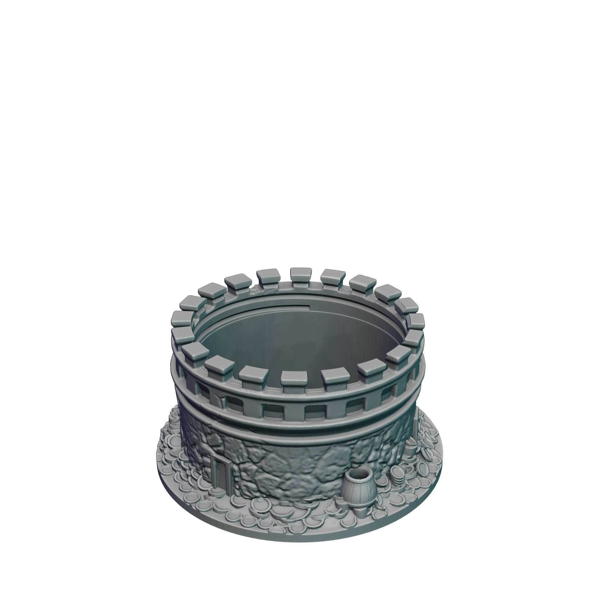 Dungeon Game Master 3D Printed Dice Jail | Dice Vault | Dice Box | Mythic Mugs by Ars Moriendi 3D - The Perfect Dungeon Master Gift! - Black / Yes- Include Random Dice Set