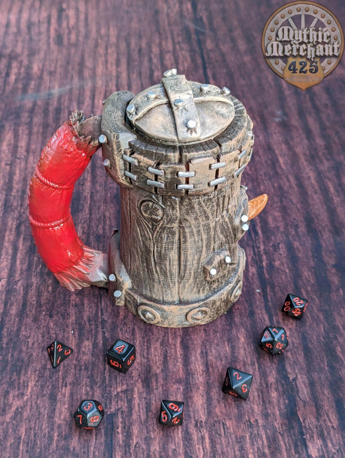 Orc 3D Printed Koozie | DnD Can Holder | RPG Stein | Table Coaster | Mythic Mugs by Ars Moriendi 3D - Embrace the Strength of the Orcs!!! - Black / Non Threaded-No Lid