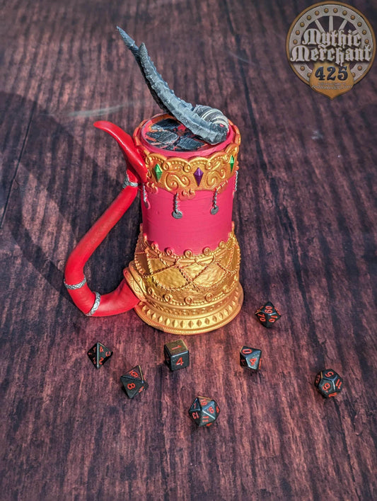 Demon-Blooded Tiefling 3D Printed Mythic Mug Stein | Tabletop RPG Dice Gaming Cosplay | Dungeons and Dragons D&D Wargaming | Drink Koozie - Black / Non Threaded-No Lid