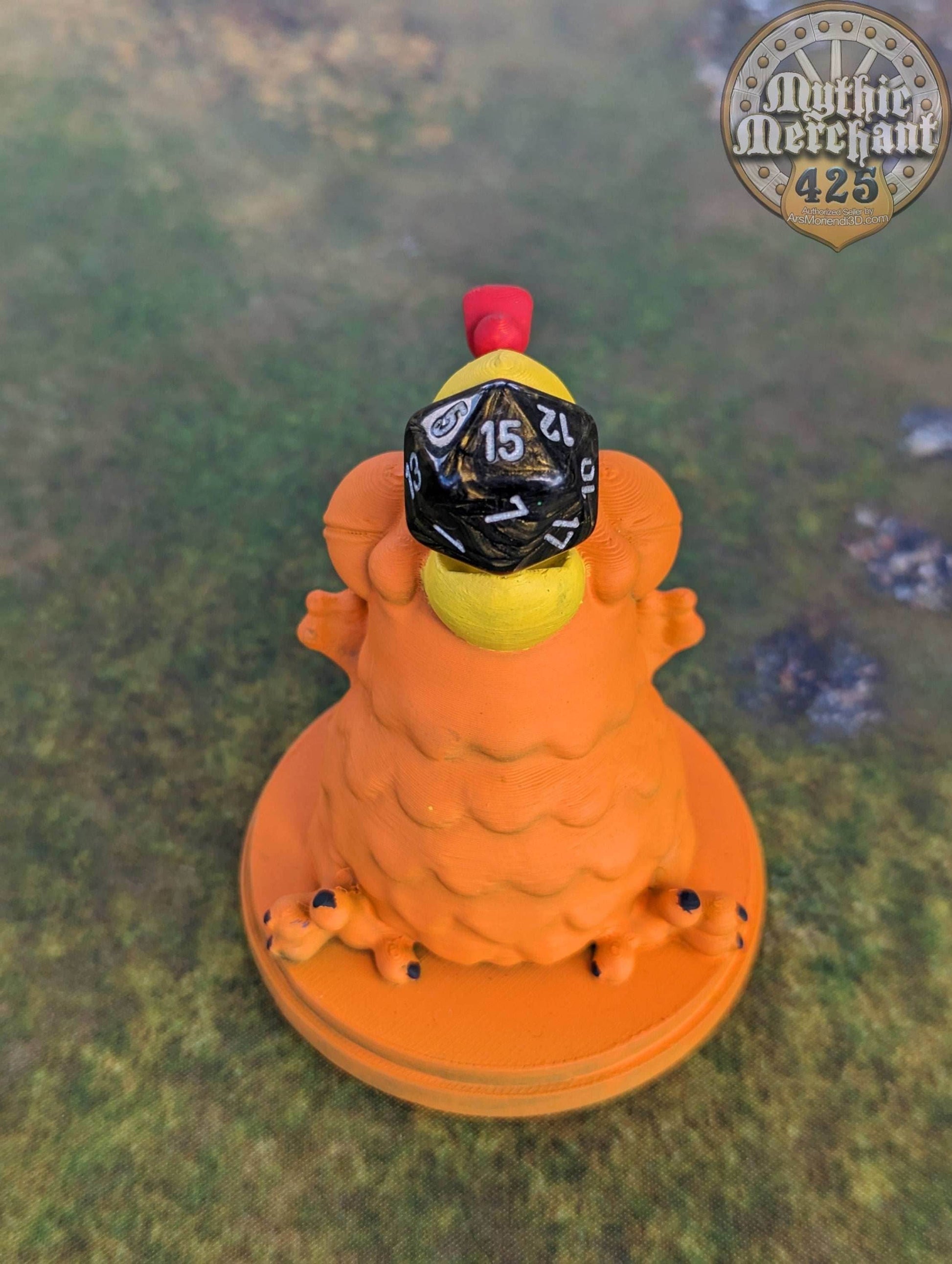 Baby Phoenix Toy 3D Printed Dice Guardian - Dice Jail | RPG Dice Vault | D20 Box | Player Unique Gift - Playful Dice Holder! - Black / Yes- Include Random Dice Set