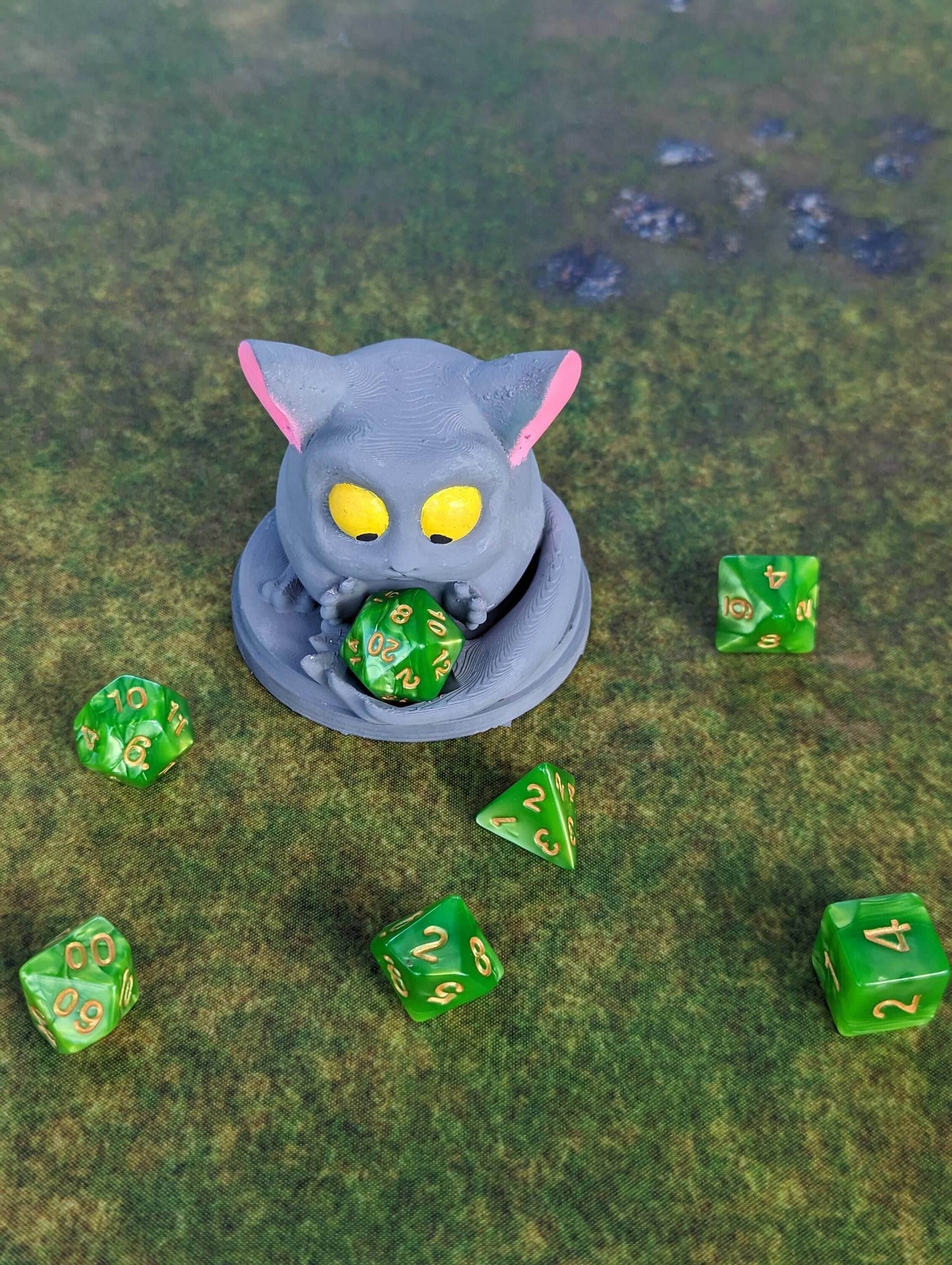 Baby Chinchilla Charlie 3D Printed Dice Guardian - Dice Jail | RPG Dice Vault | D20 Holder | DnD Player Gift - Embrace the Fluffy Charm! - Black / Yes-Include random dice set