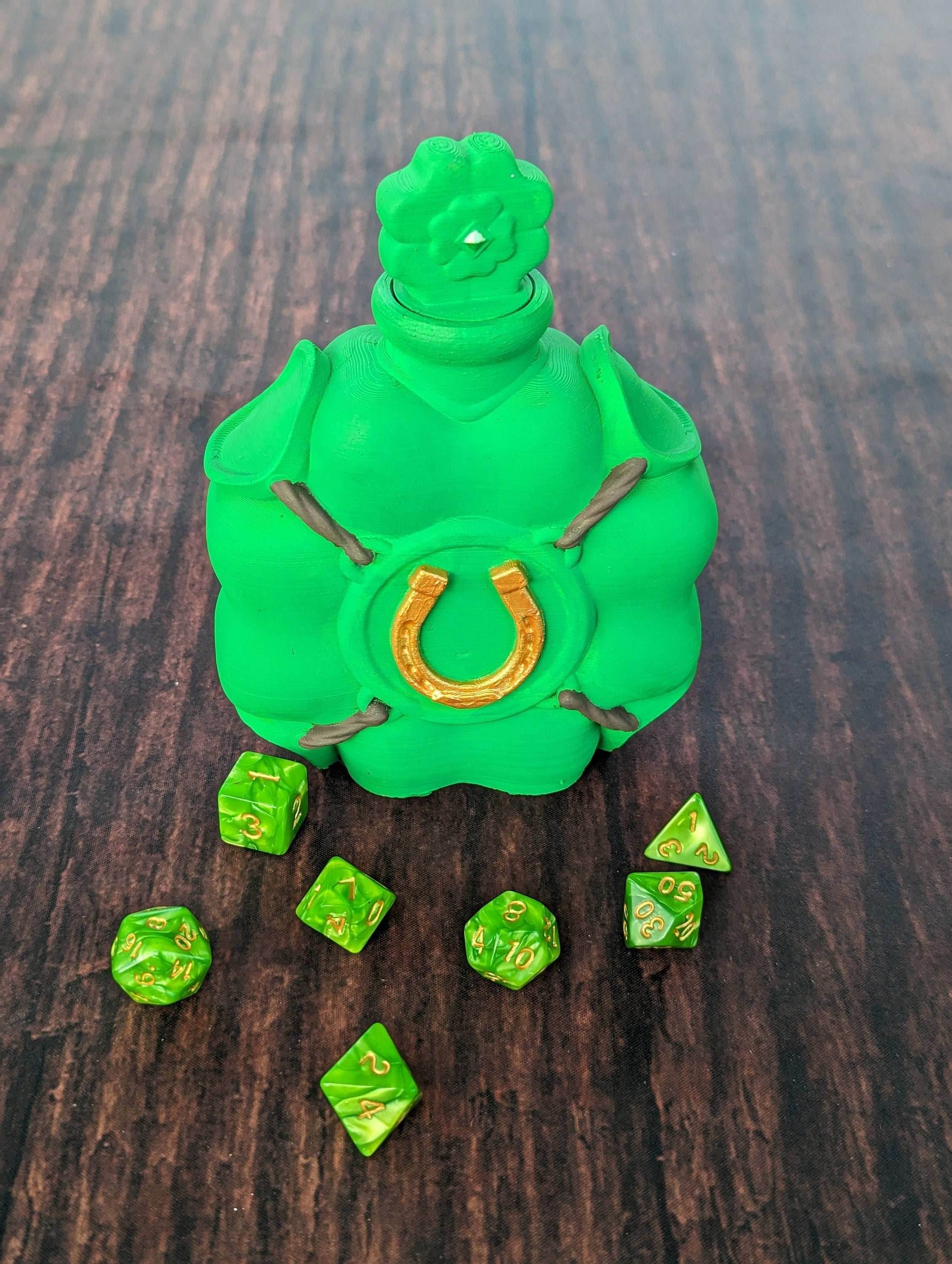Luck Potion 3D Printed Dice Jail | RPG Dice Vault | D20 Storage Box | Player Gift - Elevate Your Game with a Touch of Fate! - Black / Yes- Include Random Dice Set