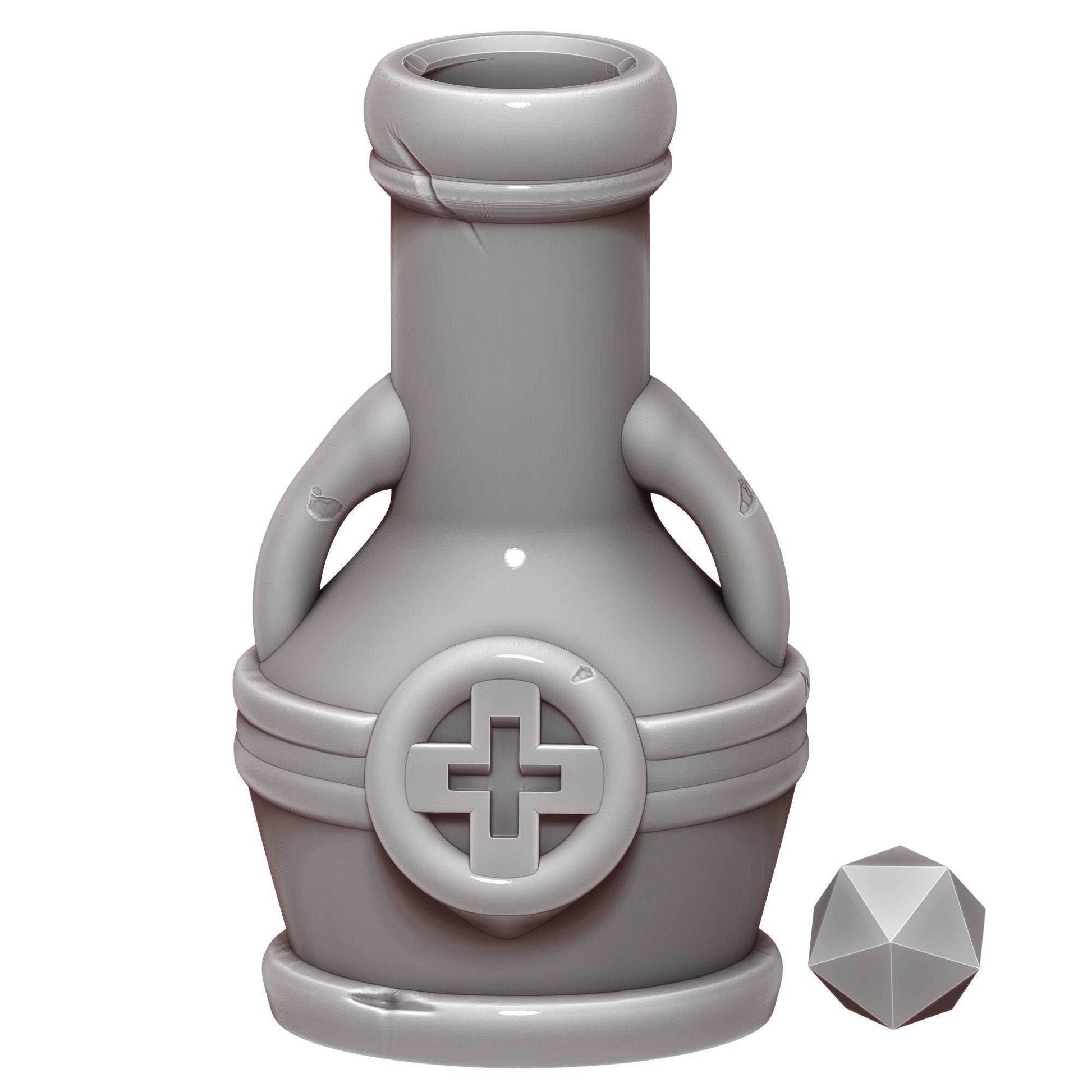 Health Potion 3D Printed Dice Jail | RPG Dice Vault | D20 Storage Box | Player Gift - Guard Dice with Healing Magic! - Black / Yes- Include Random Dice Set