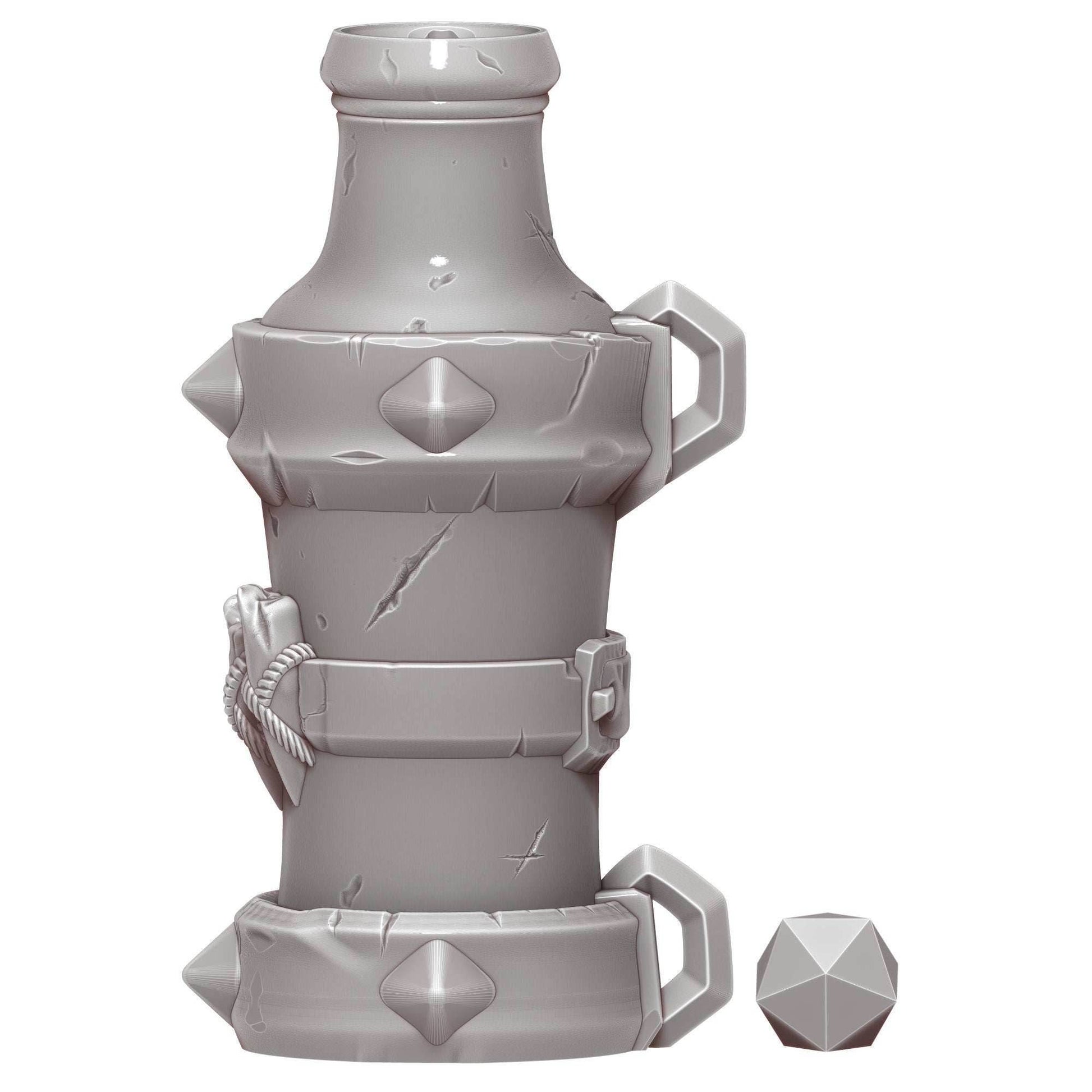 Ogre's Strength Potion 3D Printed Dice Jail | RPG Dice Vault | D20 Storage Box | Player Gift - Channel Massive Power! - Black / Yes- Include Random Dice Set