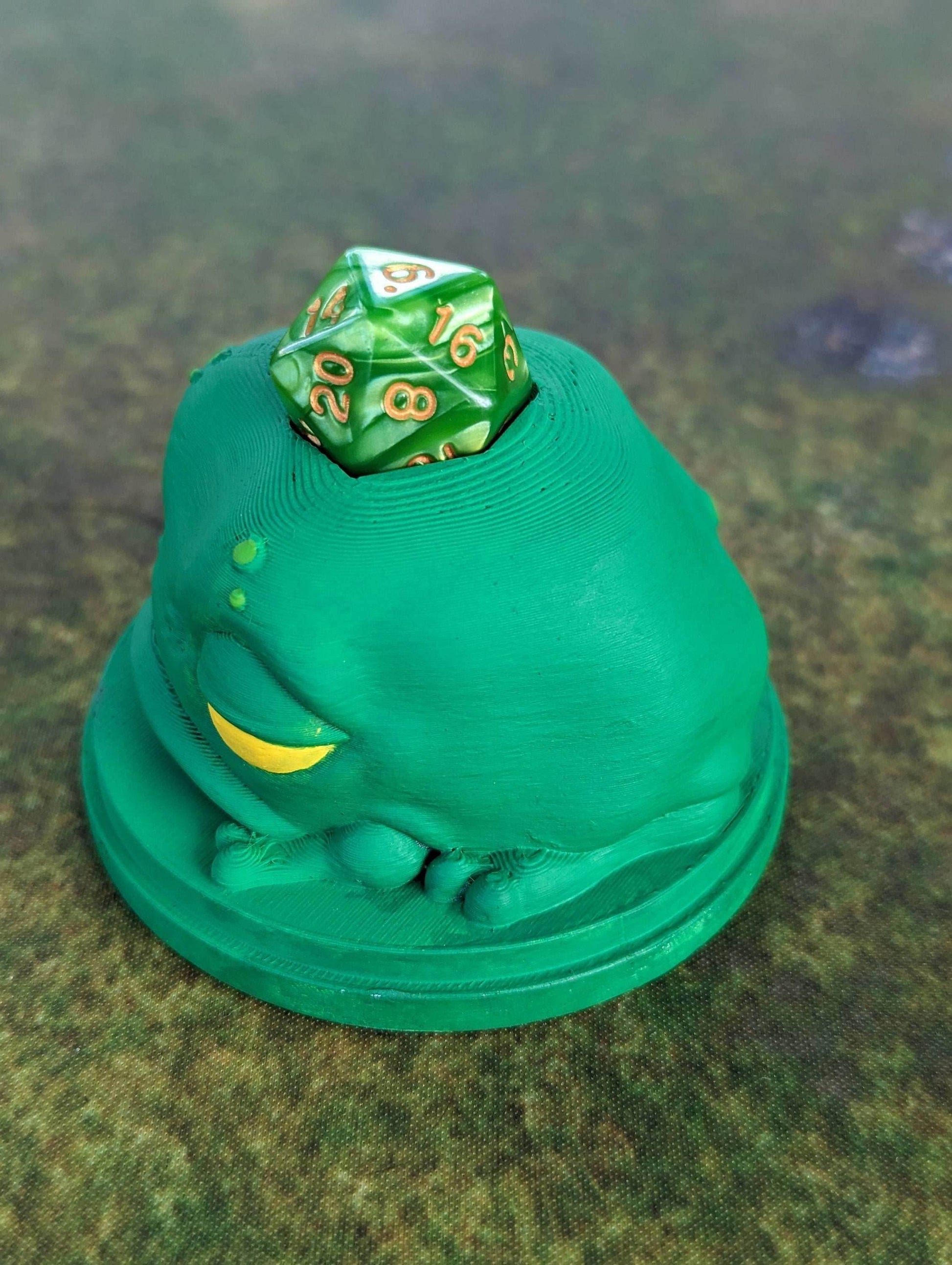Rustifar Frog Toy 3D Printed Dice Guardian - Dice Jail | RPG Dice Vault | D20 Box | Player Unique Gift - Whimsical Dice Holder! - Black / Yes- Include Random Dice Set