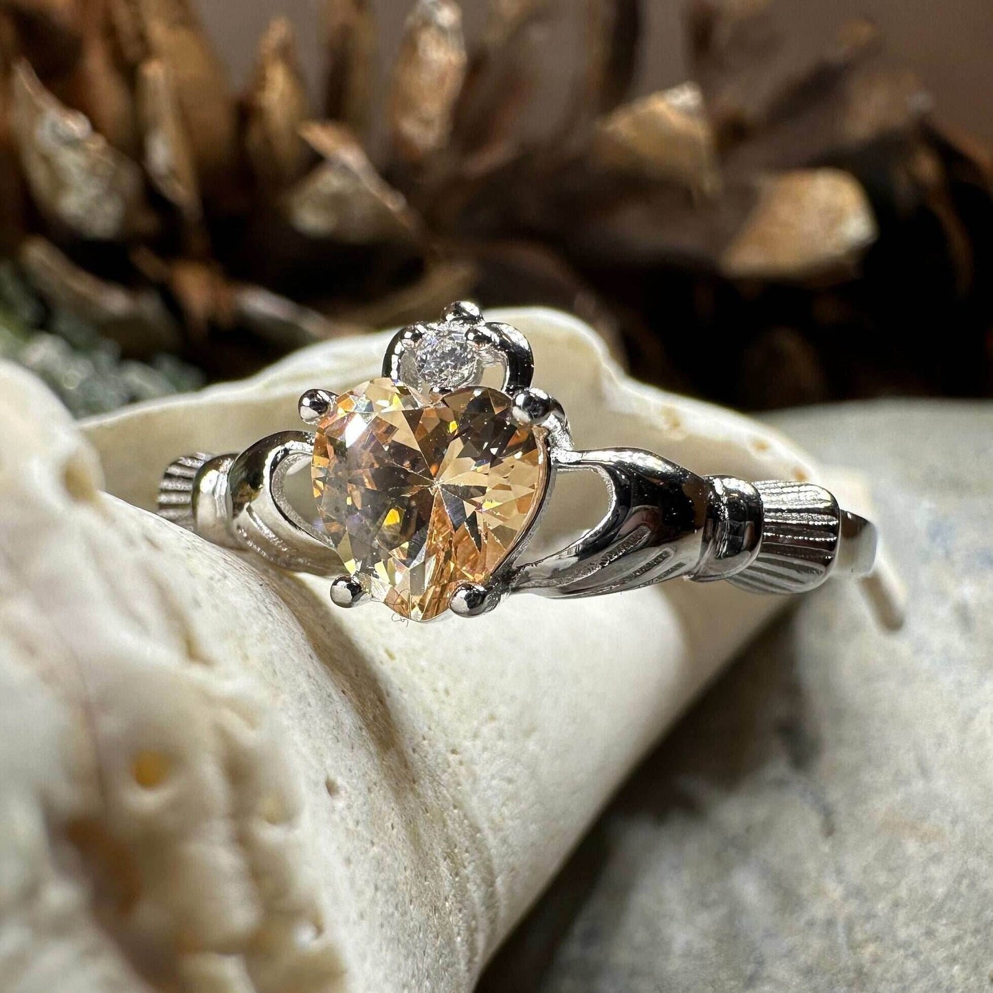 Champagne Toast Claddagh Ring - 5