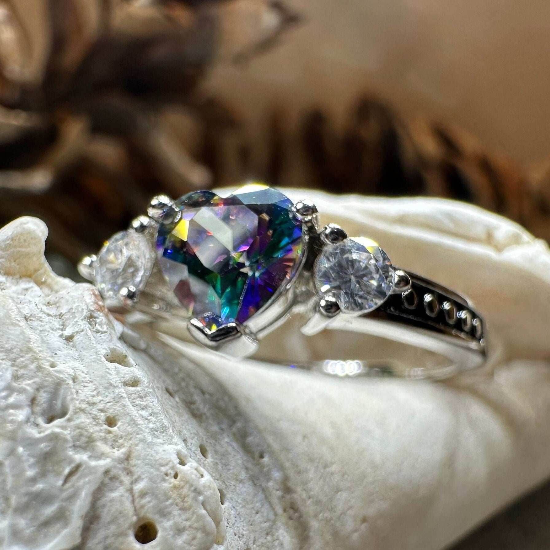 Mystic Topaz Heart Ring - 5