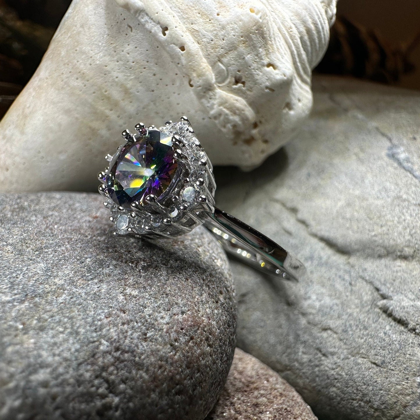 Honoria Mystic Topaz Engagement Ring