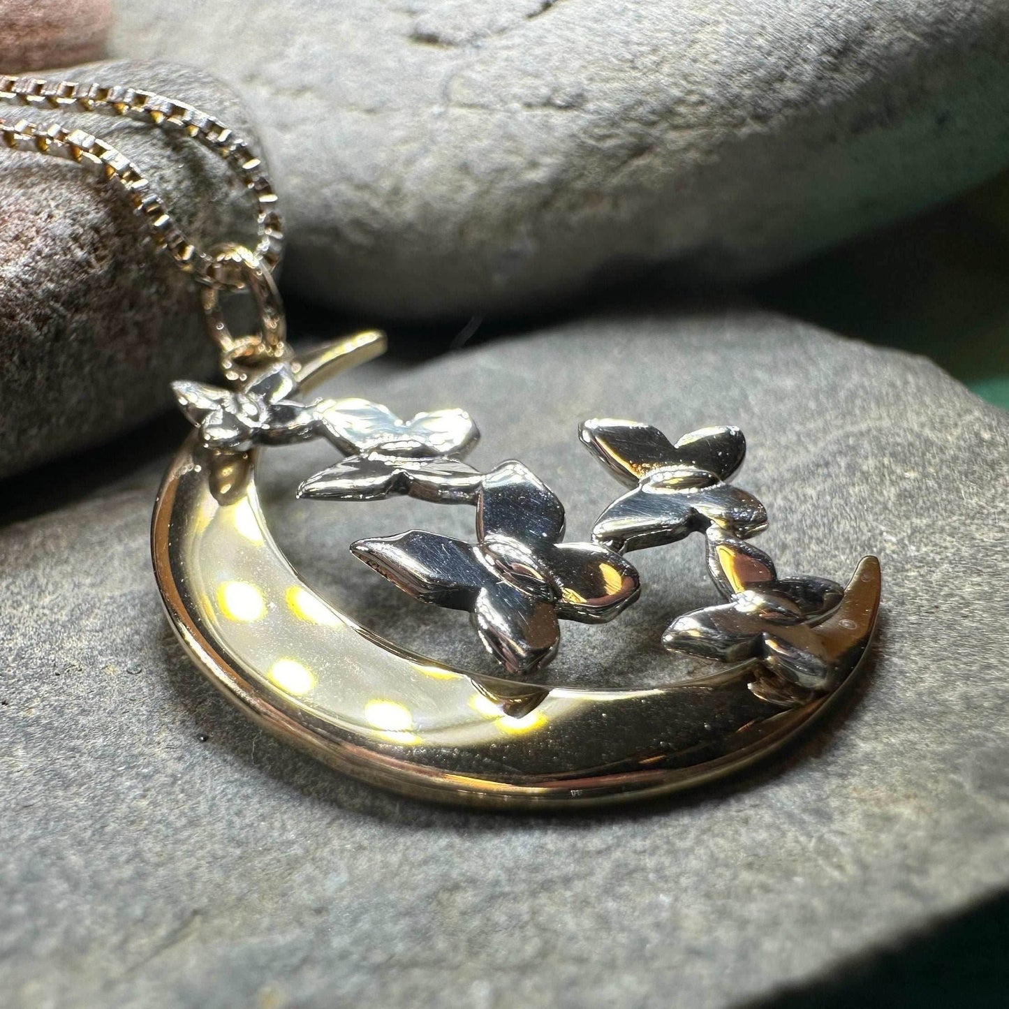 Butterfly Flight Over the Moon Necklace - 18