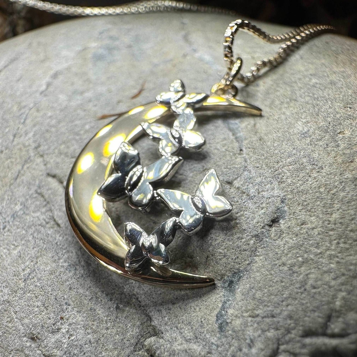 Butterfly Flight Over the Moon Necklace - 18