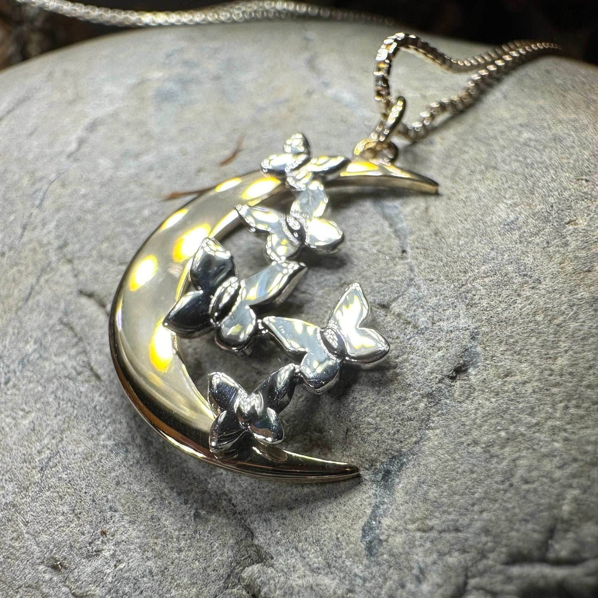 Butterfly Flight Over the Moon Necklace - 18