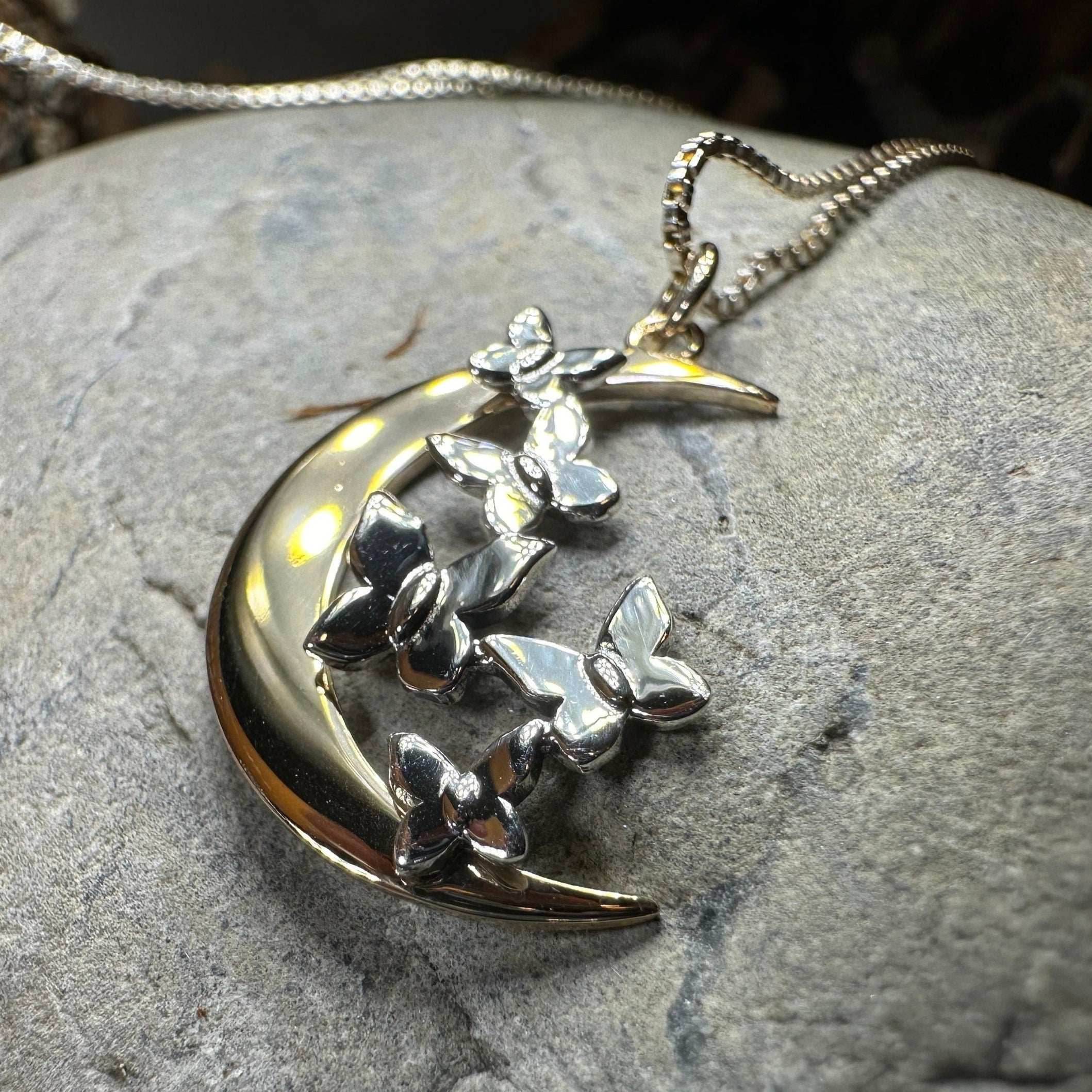 Butterfly Flight Over the Moon Necklace - 18