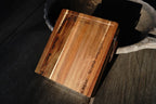Leather Handle Hobbit Meals Acacia Wood Folding Travel Cutting Board with Internal Utensil Storage