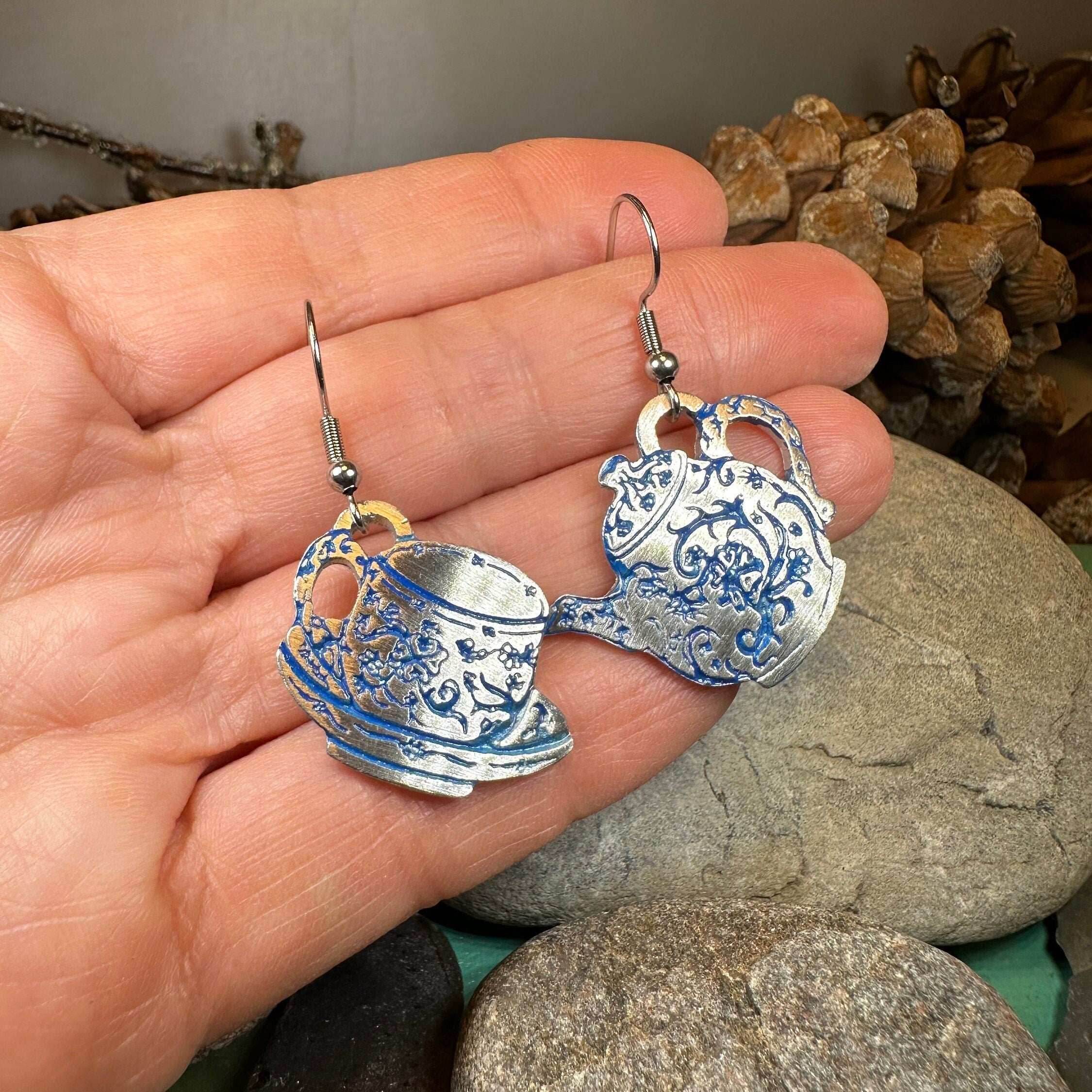 Old Fashioned Teapot & Cup Earrings - 