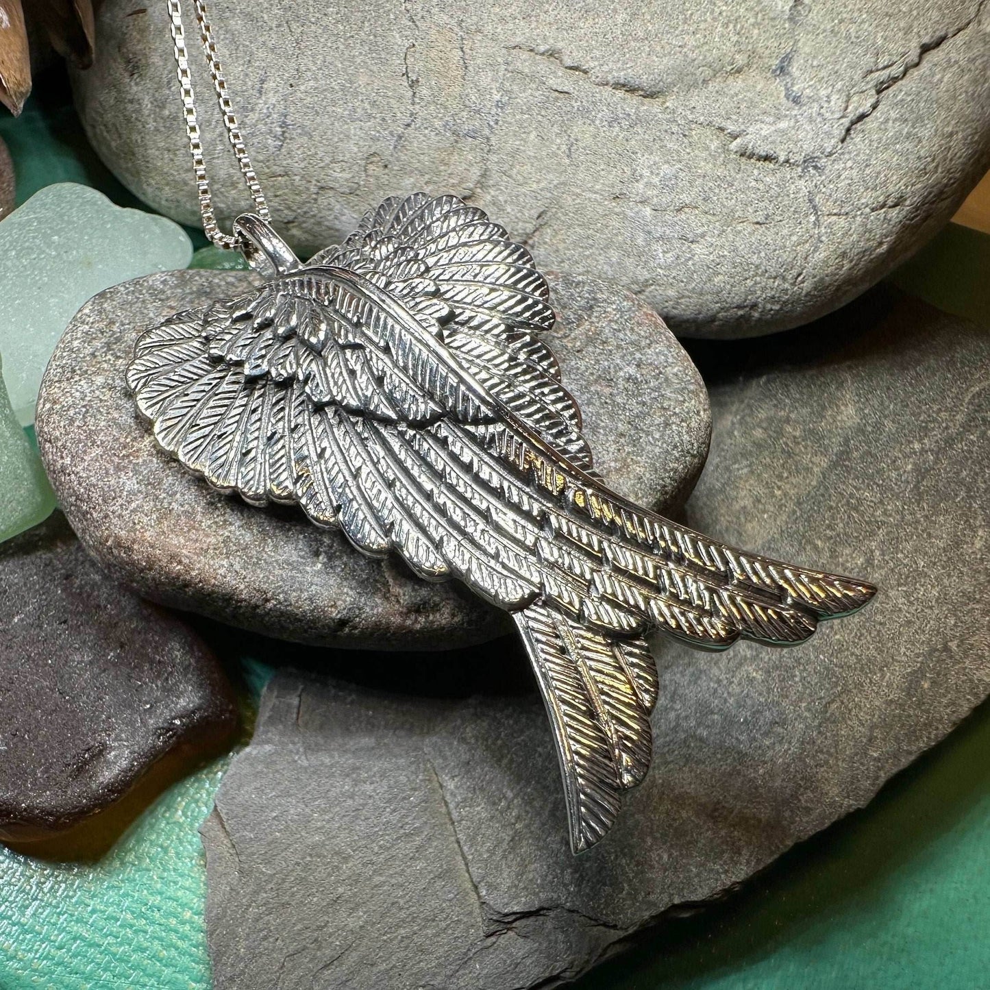 Large Angel Wings Necklace - 18