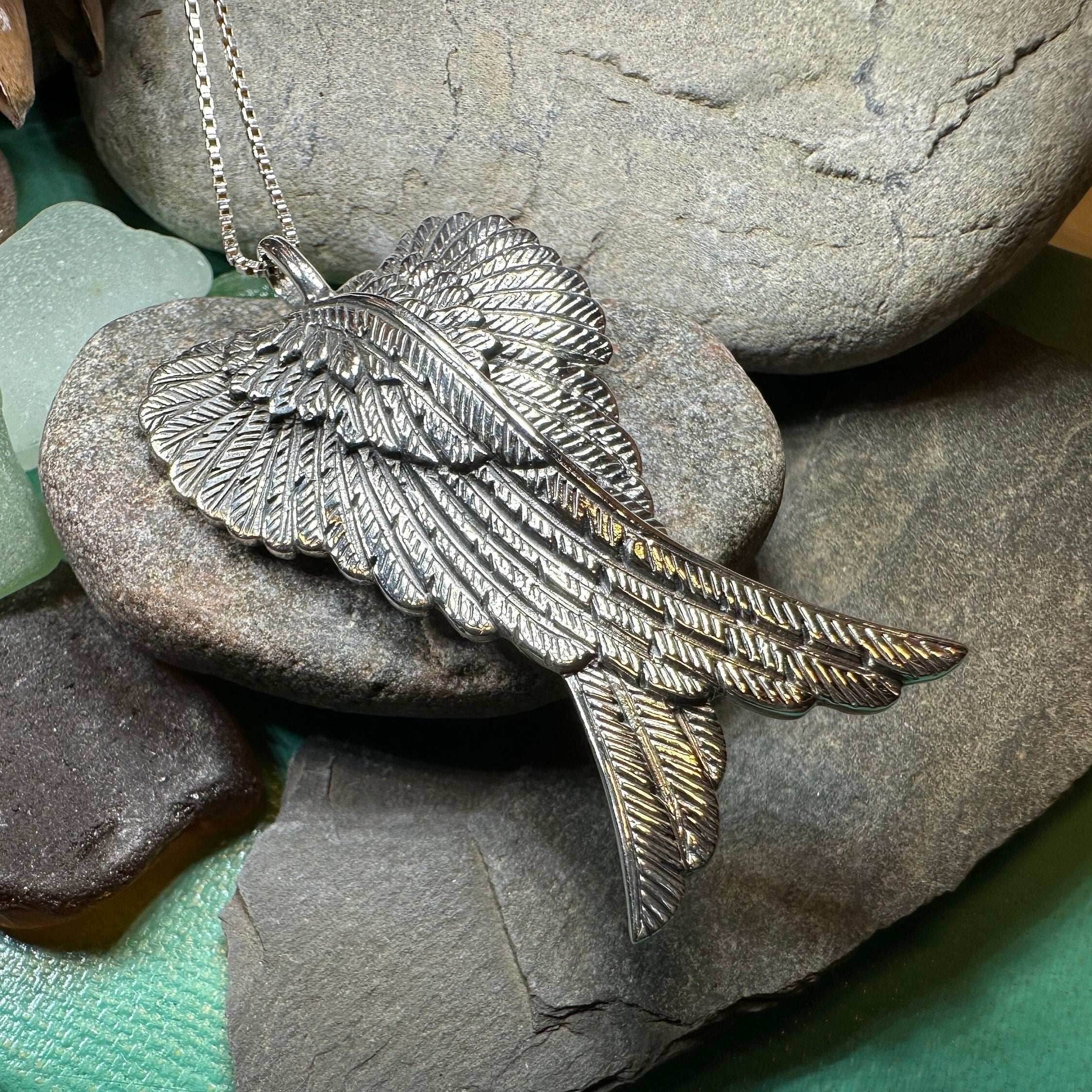 Large Angel Wings Necklace - 18