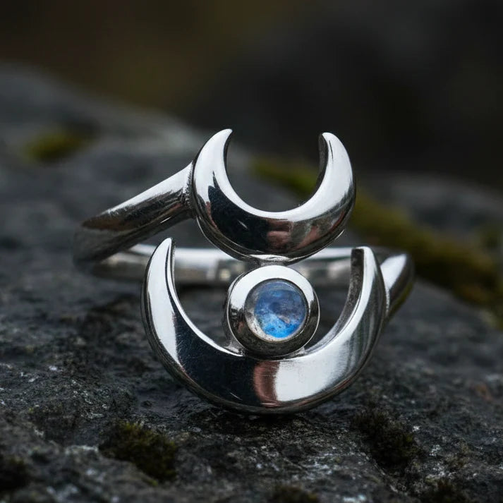 Double Crescent Moon Ring