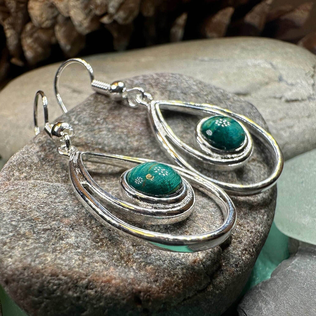 Heathergems Scottish Celtic Drop Earrings - Green