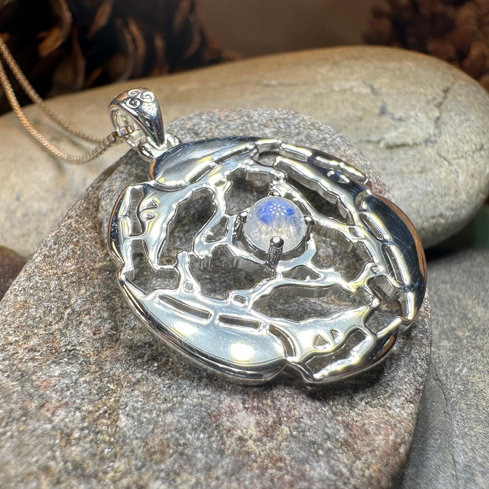 Old World Triple Raven Moonstone Necklace