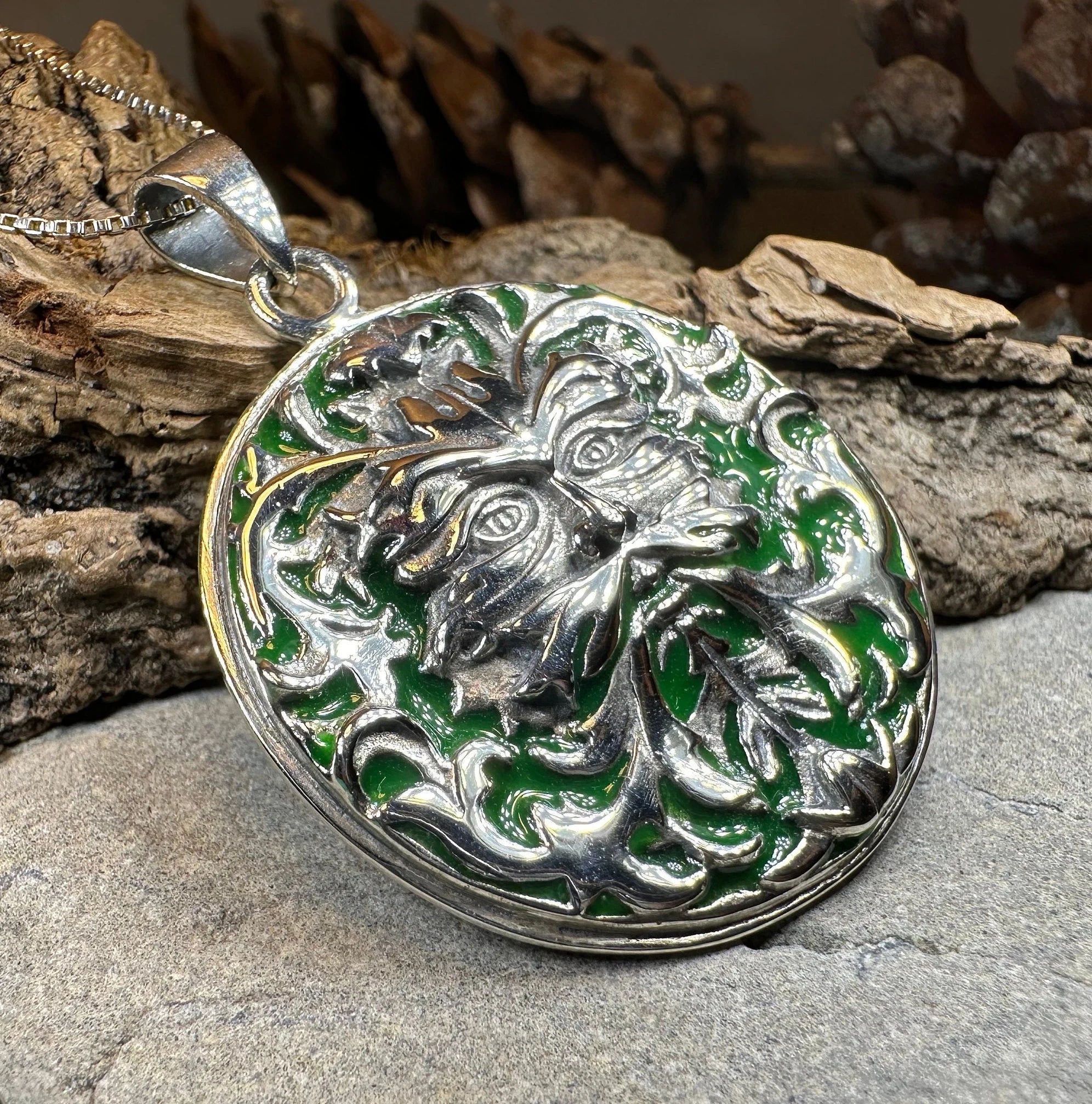 Black Forest Green Man Necklace