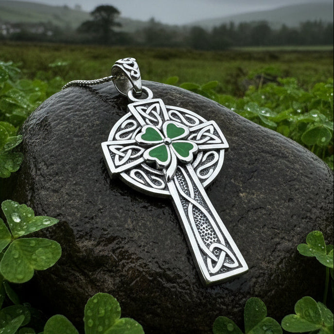 Shamrock Fields Celtic Cross Necklace