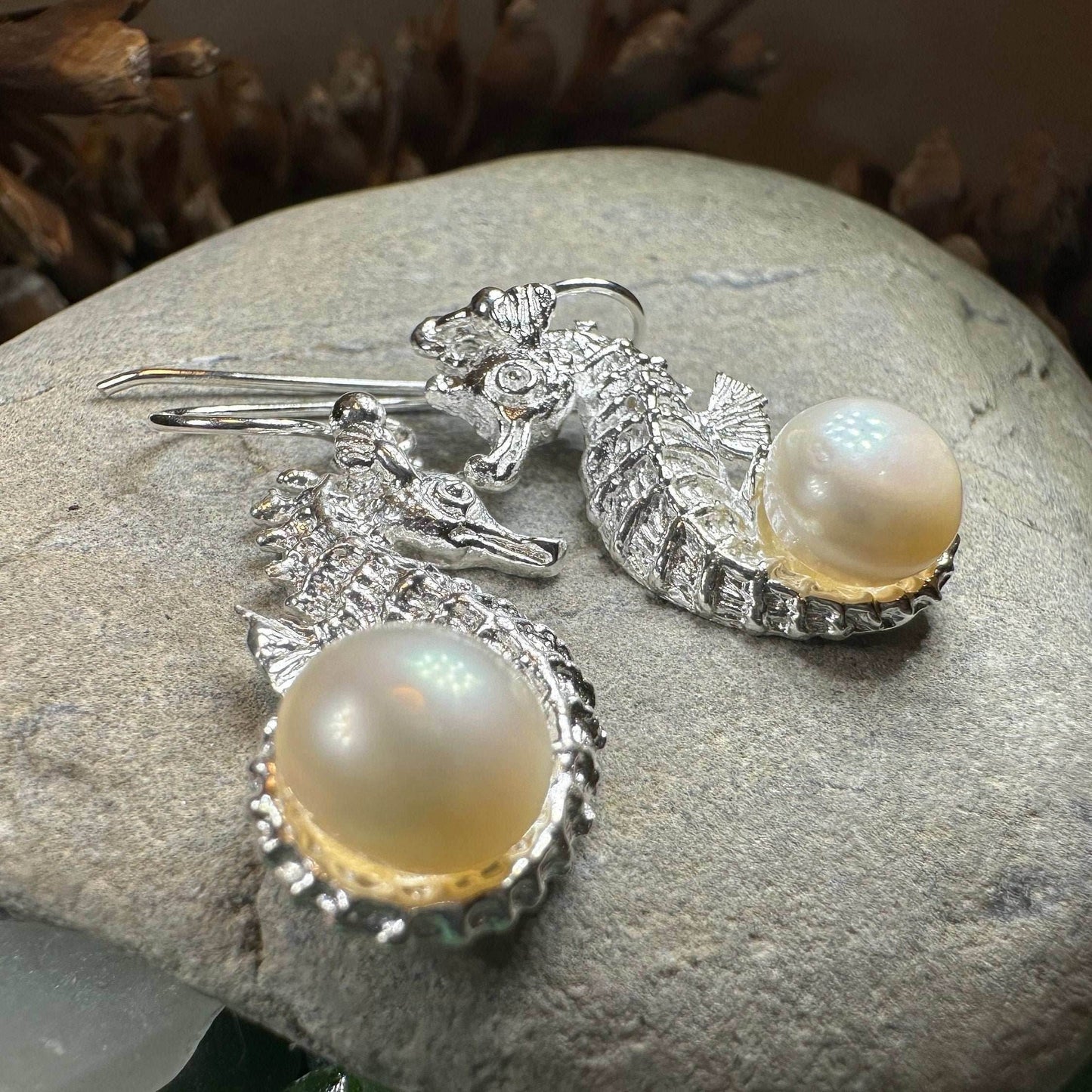 Pearl Seahorse Earrings - 