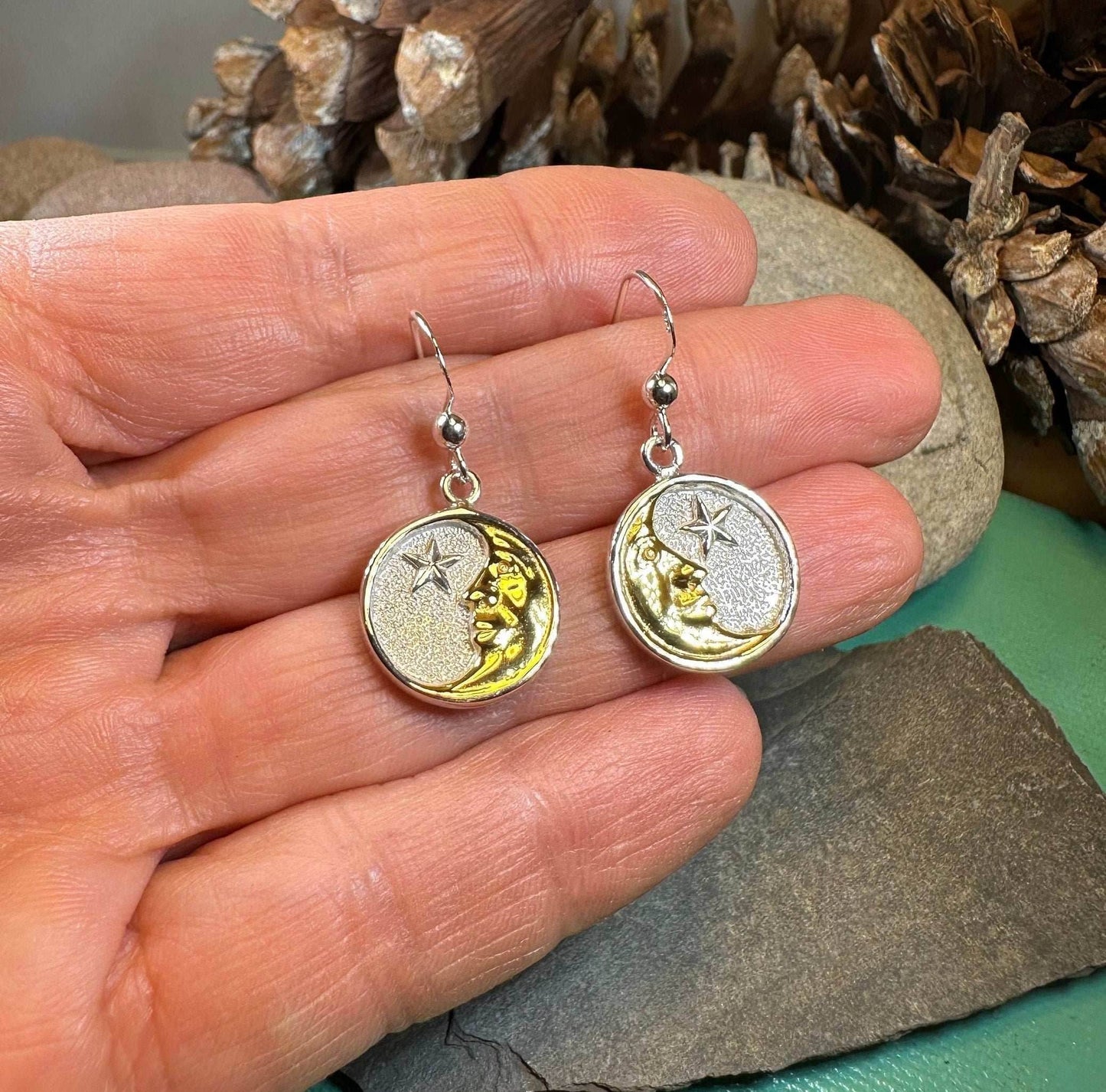 Golden Crescent Moon Earrings - 