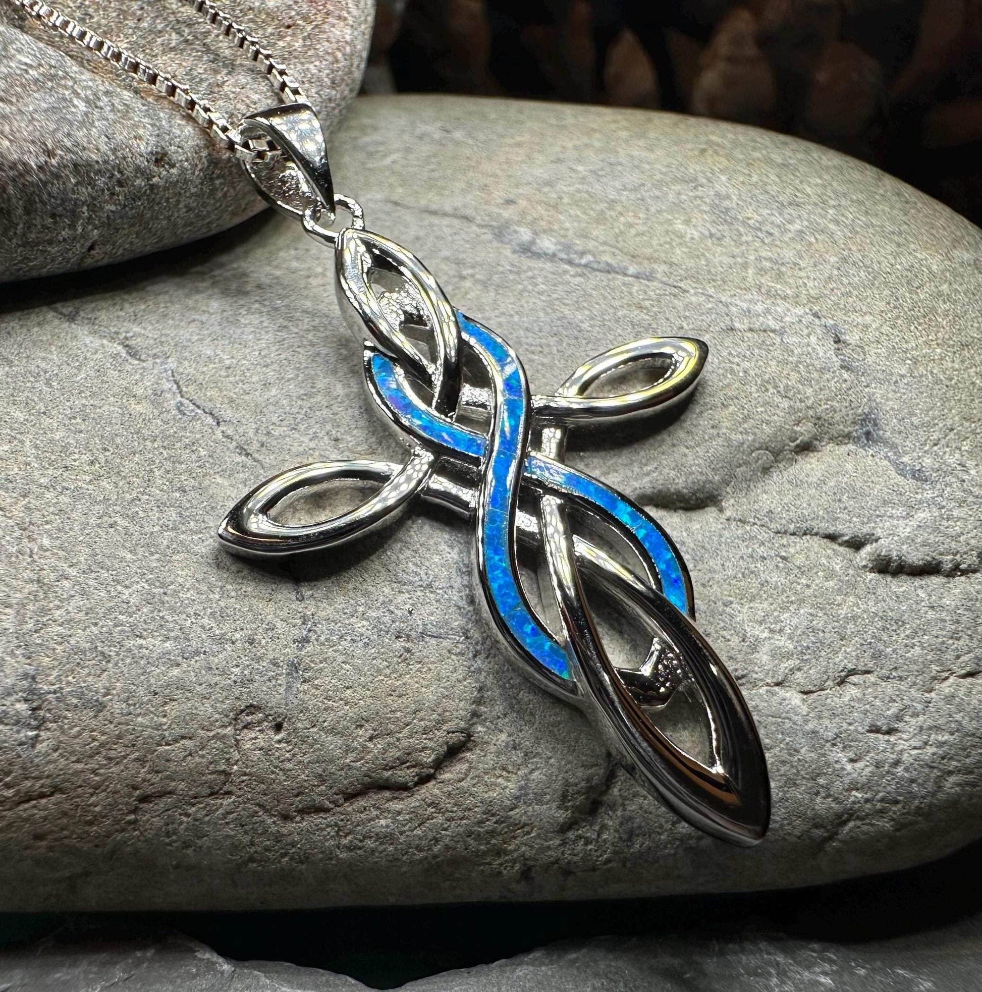 Infinity Celtic Cross Necklace - 18 / Blue