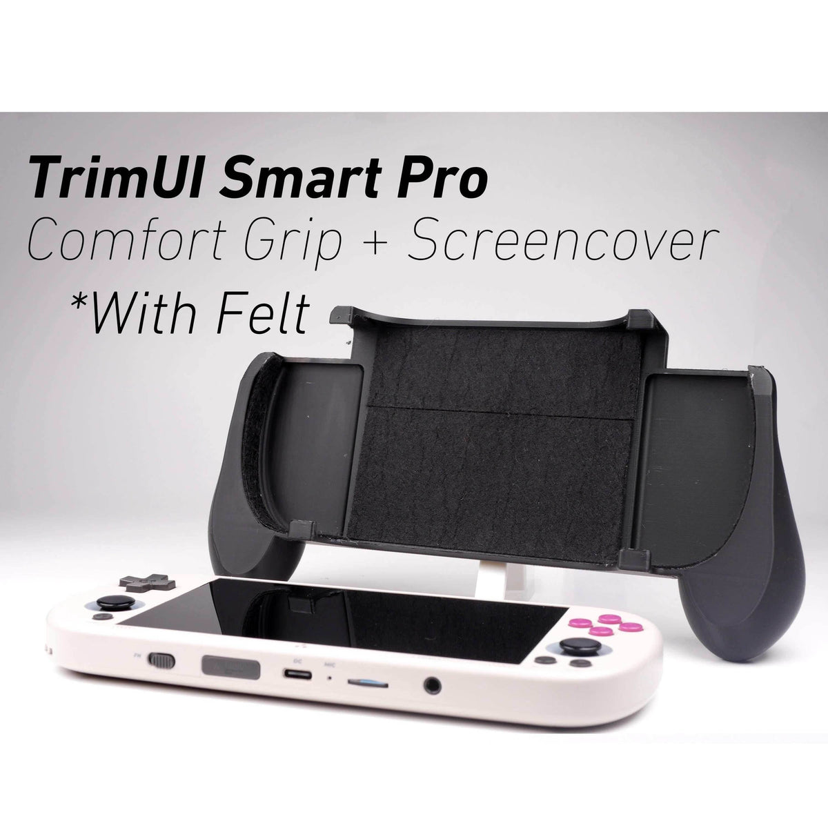 Felt TrimUI Smart Pro Thick Grip 2-in-1 Reversible Screen Cover & Thick Comfort Grip Case with Felt Wrap Ergonomic TRIMUI 2n1 Deluxe - Light Blue