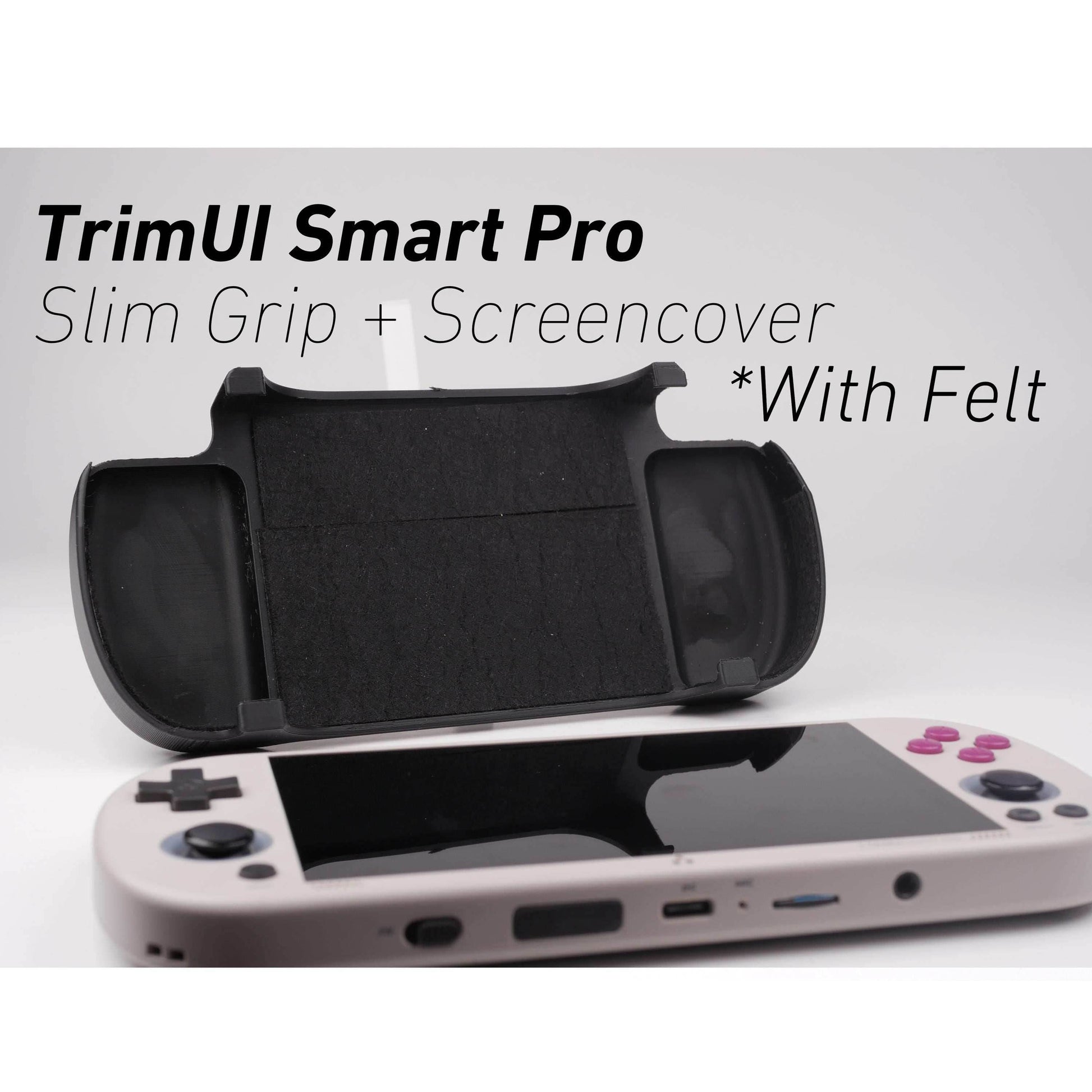 Felt TrimUI Smart Pro Slim Grip 2-in-1 Reversible Screen Cover & Slim Comfort Grip Case with Felt Wrap Ergonomic TRIMUI Handheld 2n1 Deluxe - Yellow