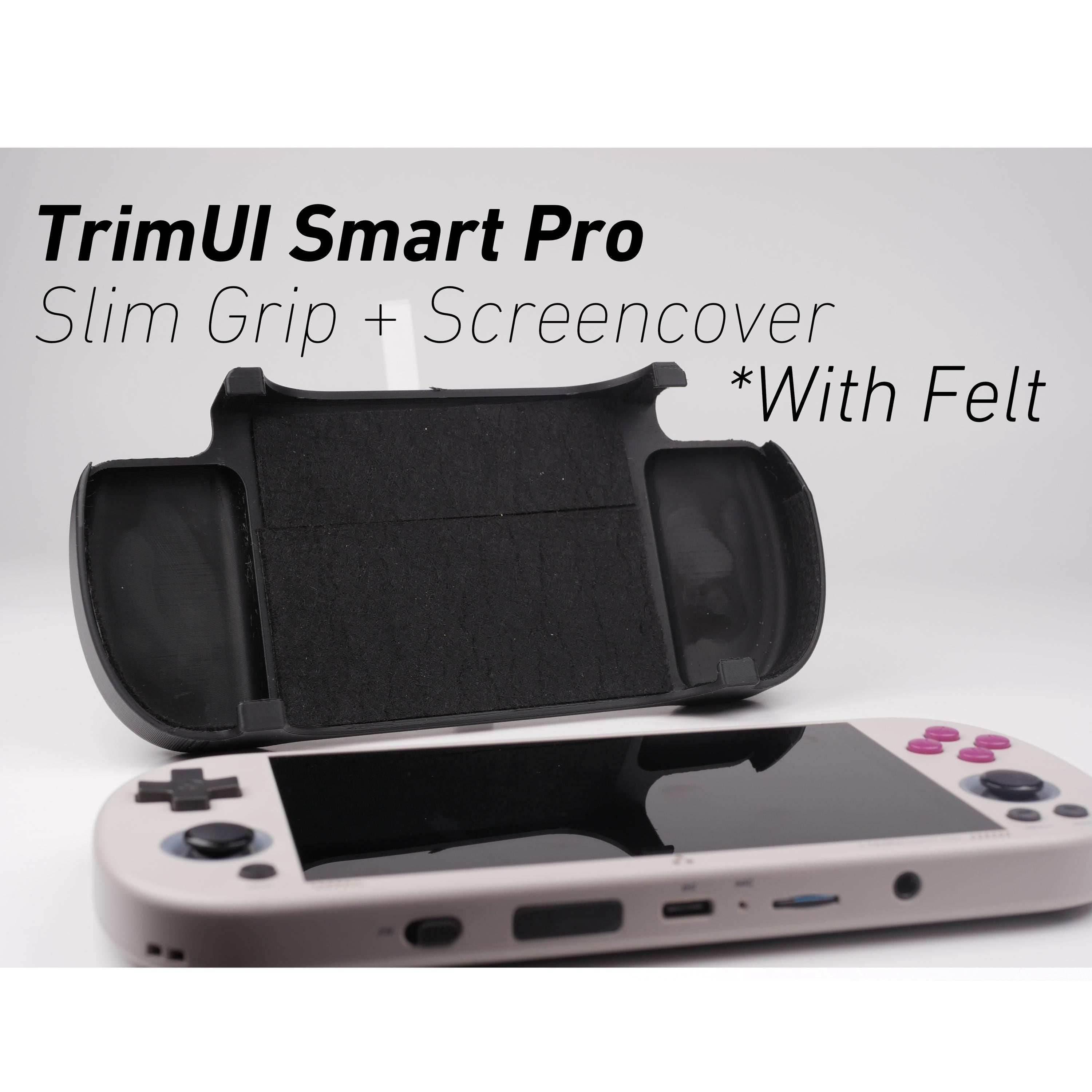 Felt TrimUI Smart Pro Slim Grip 2-in-1 Reversible Screen Cover & Slim Comfort Grip Case with Felt Wrap Ergonomic TRIMUI Handheld 2n1 Deluxe - Yellow