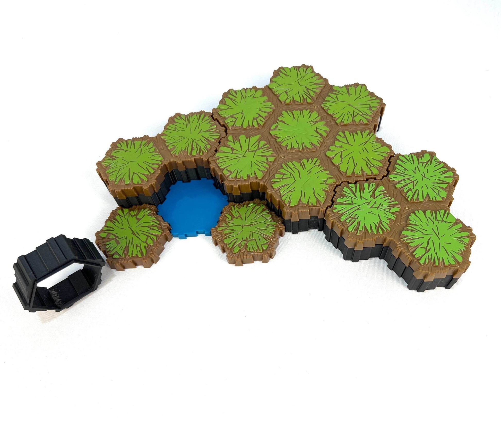 Hero Scape Riser Pieces Pack | Grow Your Landscape Battle Arena | Paintable Miniature Board Game | Connects with Existing Terrain Hex Tiles - Large Pack / Black