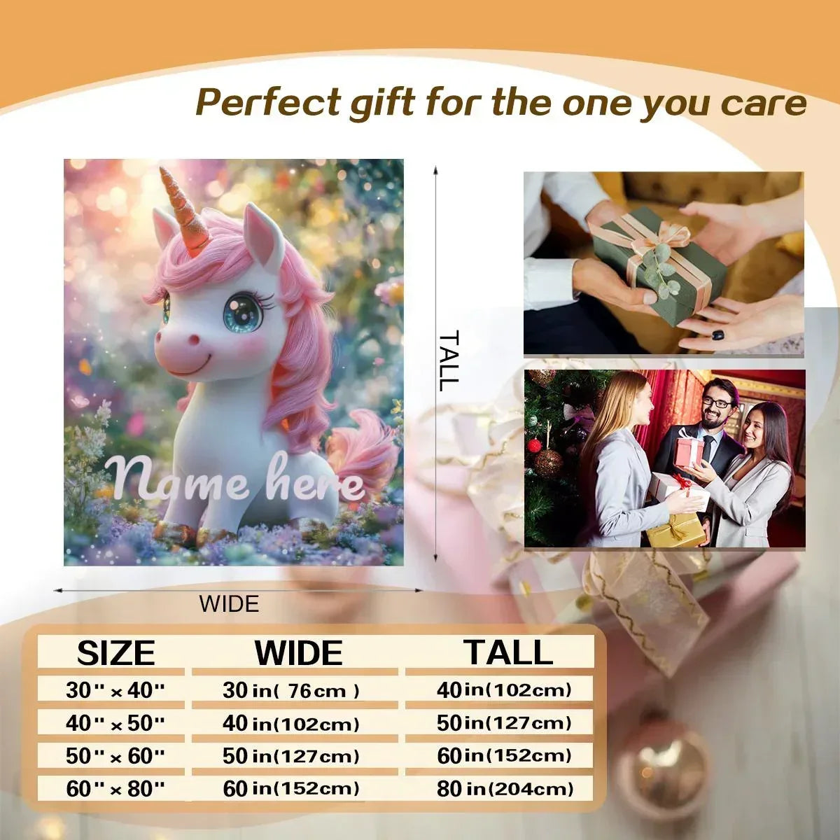 Personalized Unicorn Blanket - Magical Pink Flannel Fleece Throw Custom Name Kids Gift
