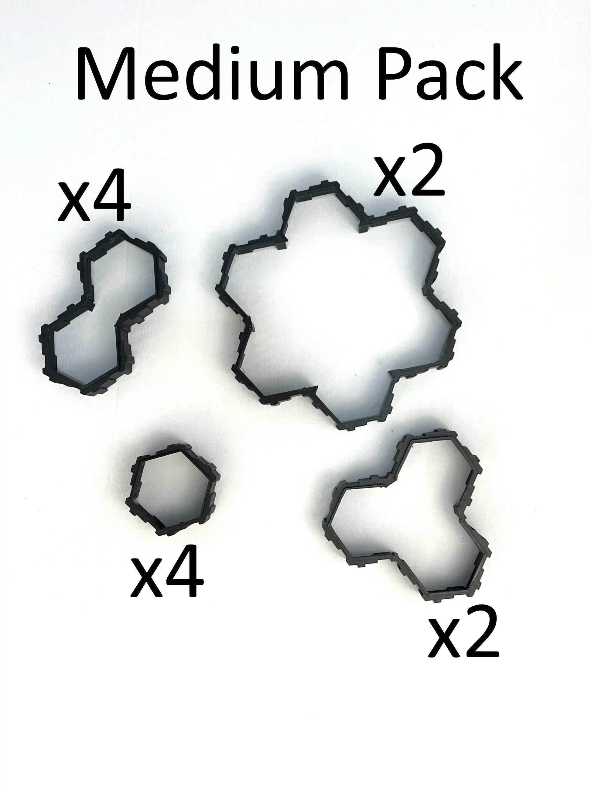 Hero Scape Riser Pieces Pack | Grow Your Landscape Battle Arena | Paintable Miniature Board Game | Connects with Existing Terrain Hex Tiles - Large Pack / Black