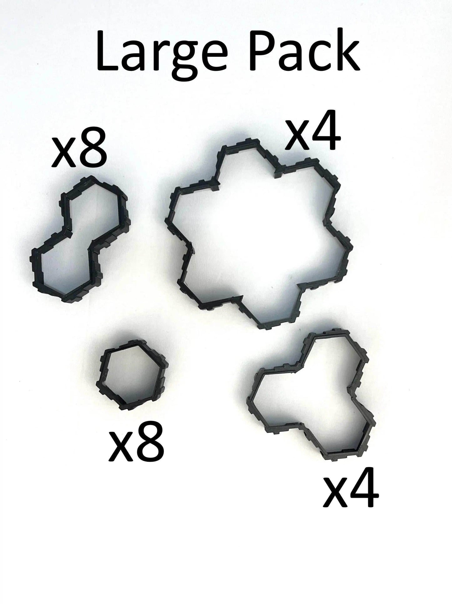 Hero Scape Riser Pieces Pack | Grow Your Landscape Battle Arena | Paintable Miniature Board Game | Connects with Existing Terrain Hex Tiles - Large Pack / Black